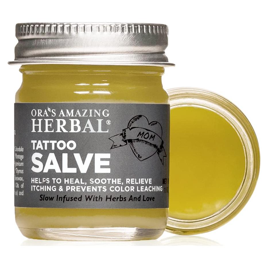 Tattoo Salve, Tattoo Aftercare Balm, Paraben Free Healing Ointment For New Tattoos, Brightening Moisturizer For Old Ink, Itchy Tattoo Relief Cream, Plastic Free, 1 oz Travel Size