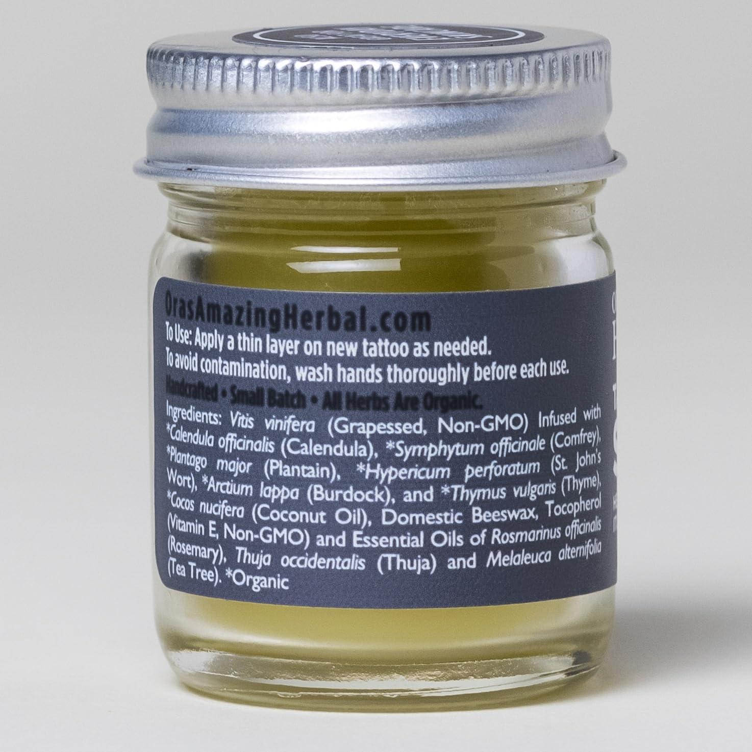 Tattoo Salve, Tattoo Aftercare Balm, Paraben Free Healing Ointment For New Tattoos, Brightening Moisturizer For Old Ink, Itchy Tattoo Relief Cream, Plastic Free, 1 oz Travel Size