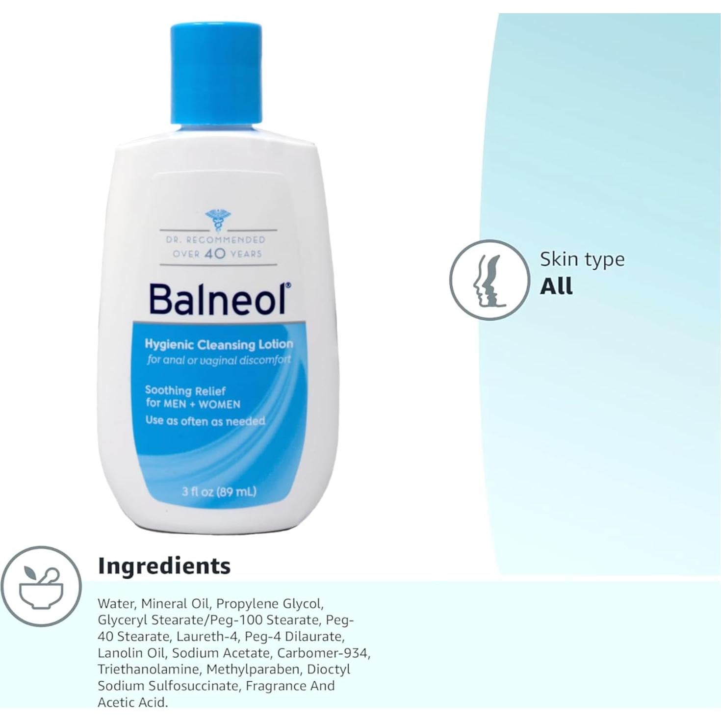 Loción Limpiadora Higiénica Balneol 2x3oz - Alivio Suave