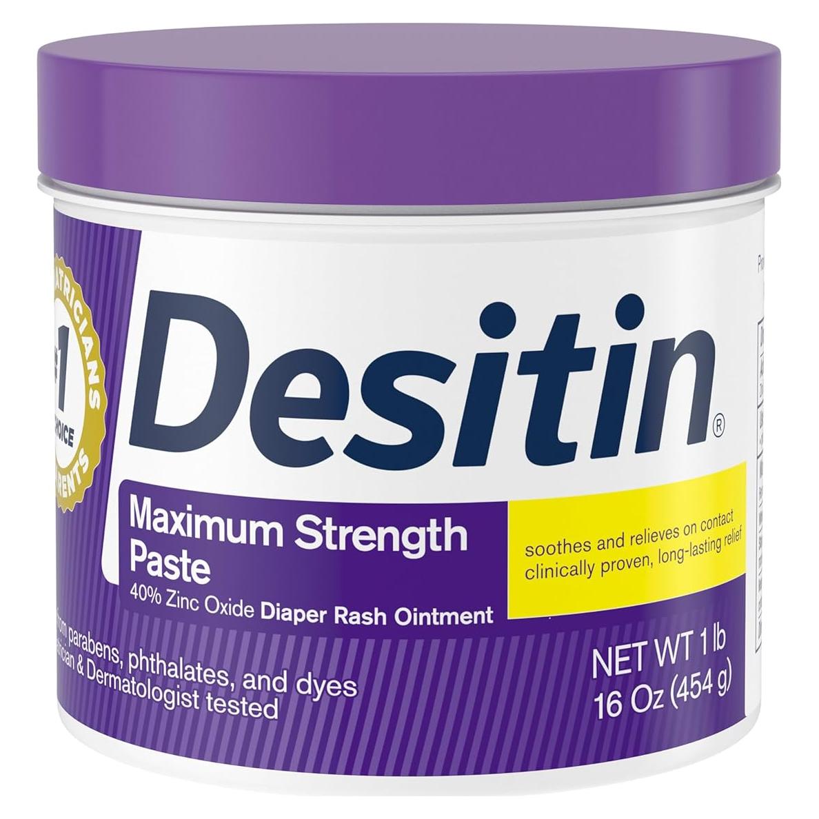 Crema para erupciones de pañal Desitin 454 g 40% óxido de zinc