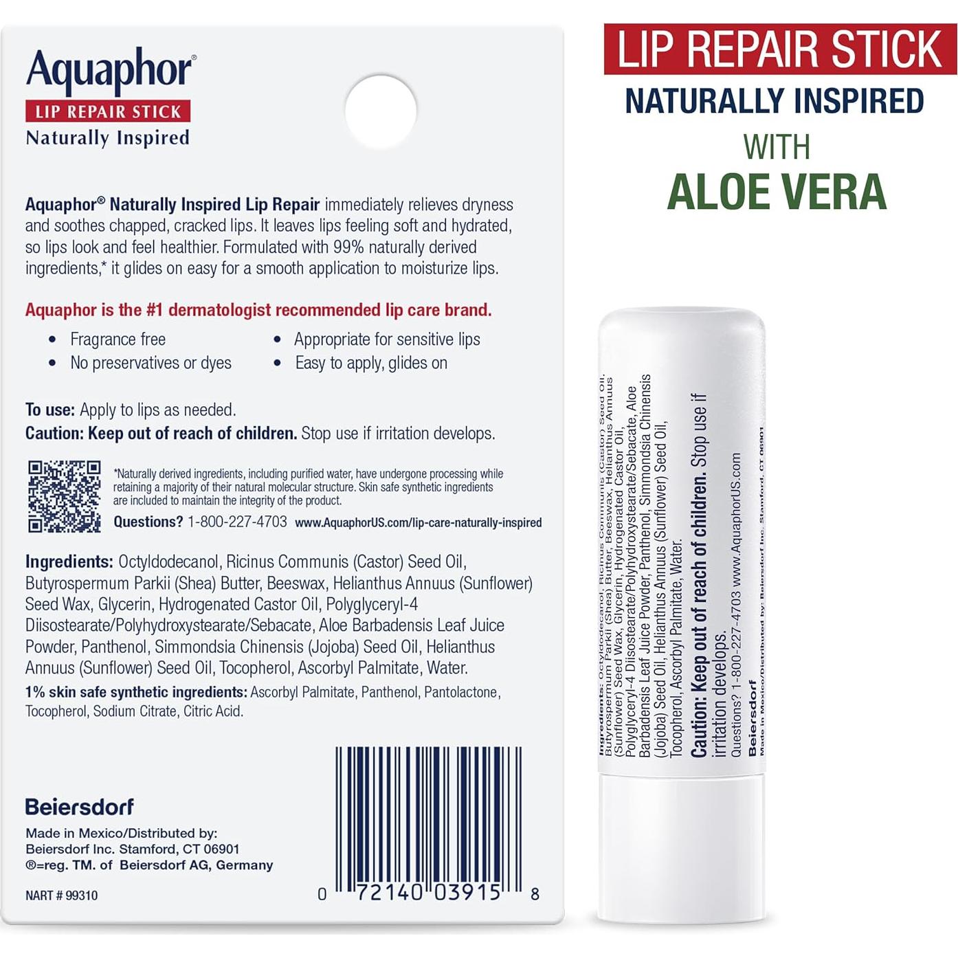 Conjunto Cuidado Piel Aquaphor - Ungüento 396g + 2 Sticks Labiales 4.8g