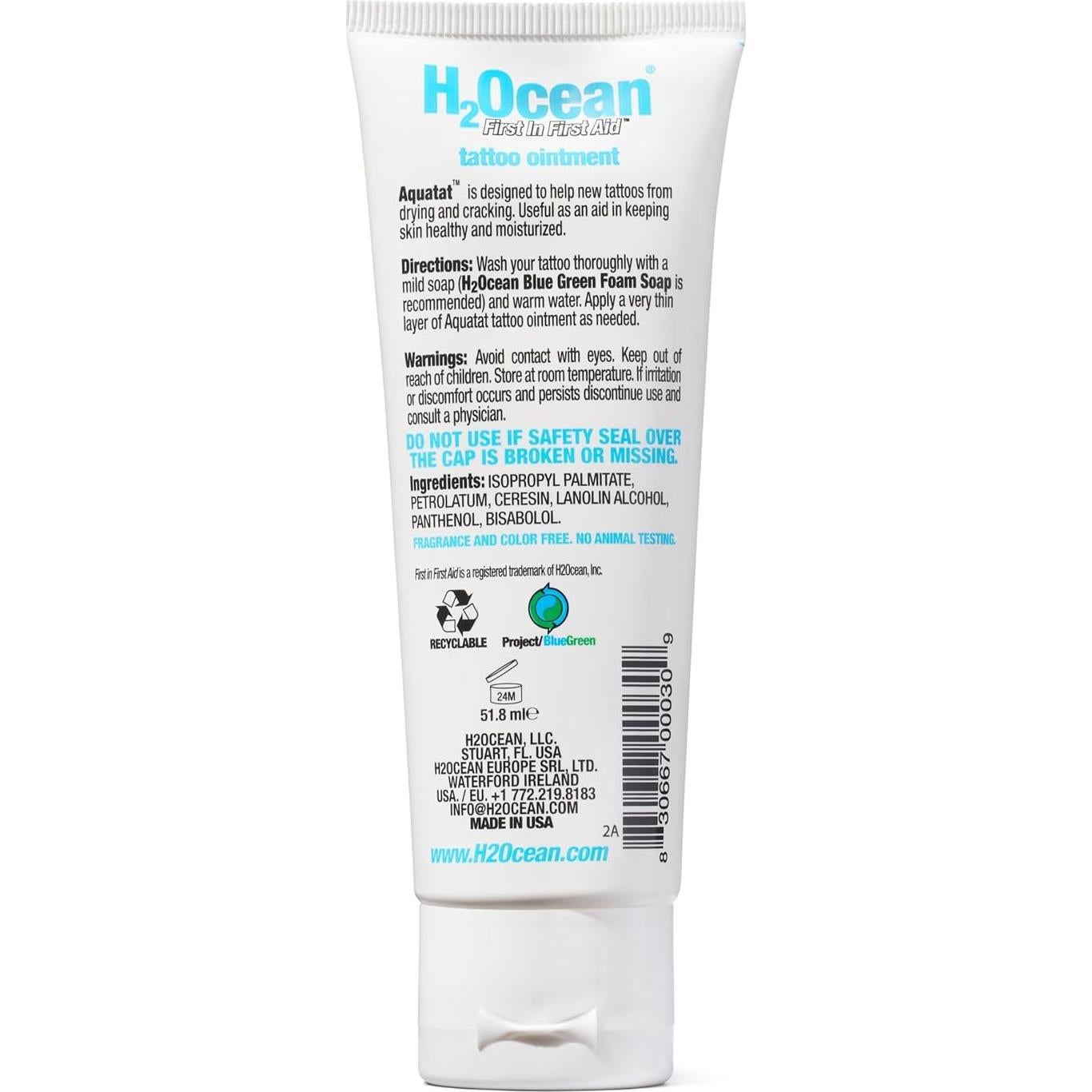 H2Ocean Aquatat Crema Cuidado Tatuajes 49.6 g Sin Fragancia