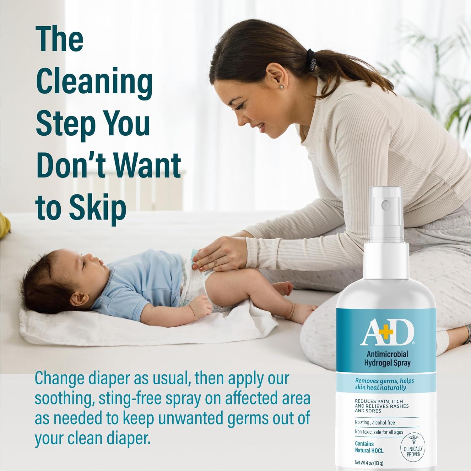 A+D Spray Hidrogel Antimicrobiano 113.4ml - Sin Alcohol, Para Bebés