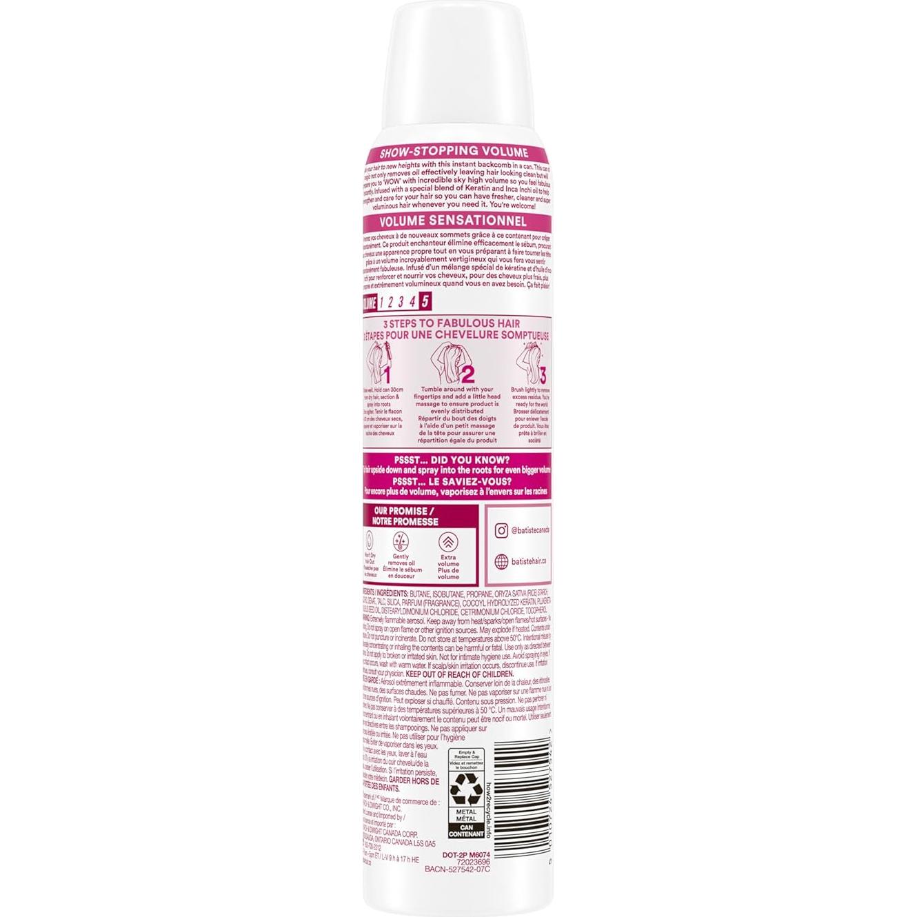 Champú Seco Batiste XXL Volumen 198 ml - Revitaliza Cabello