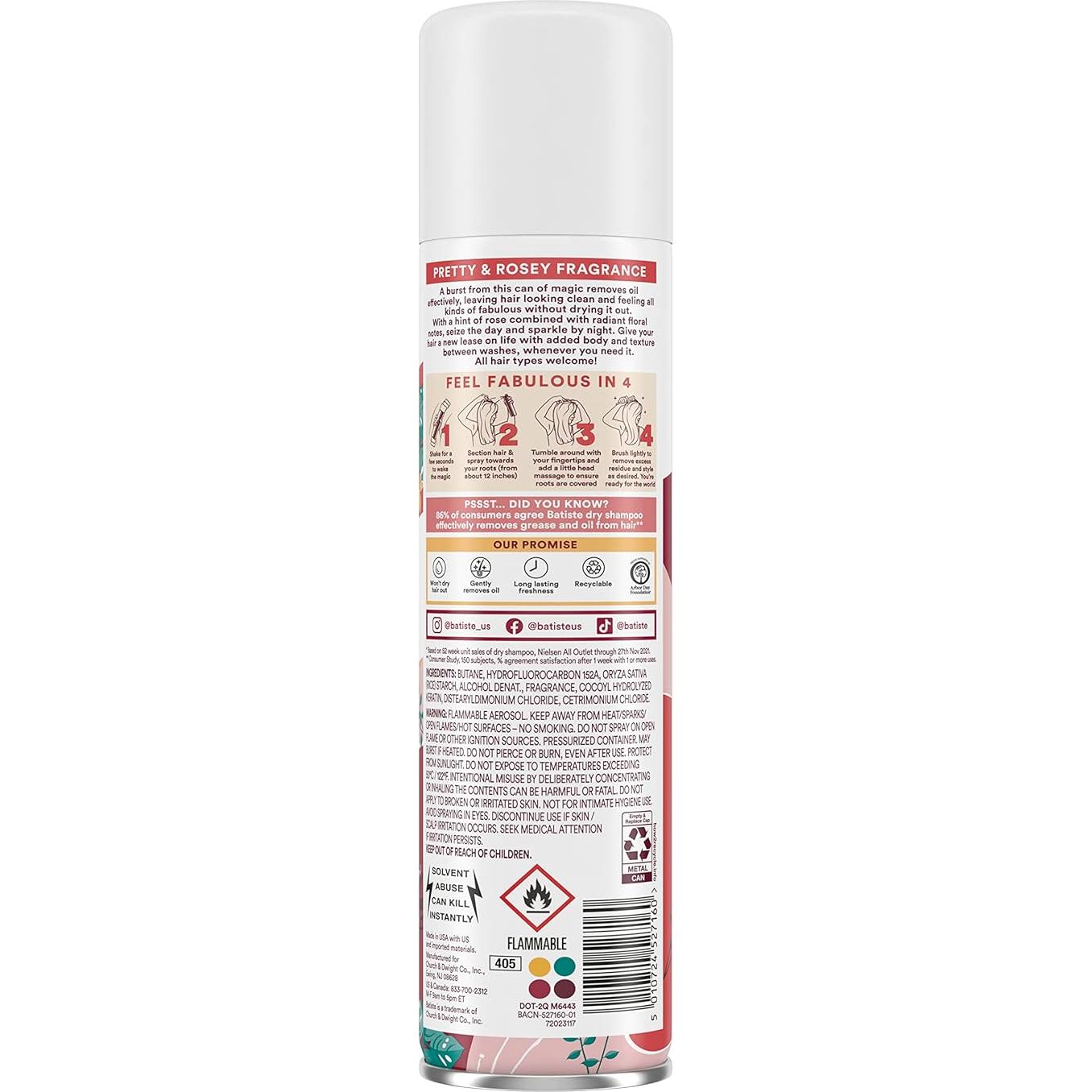 Champú Seco Batiste Oro Rosa 162 g - Refresca y Da Volumen