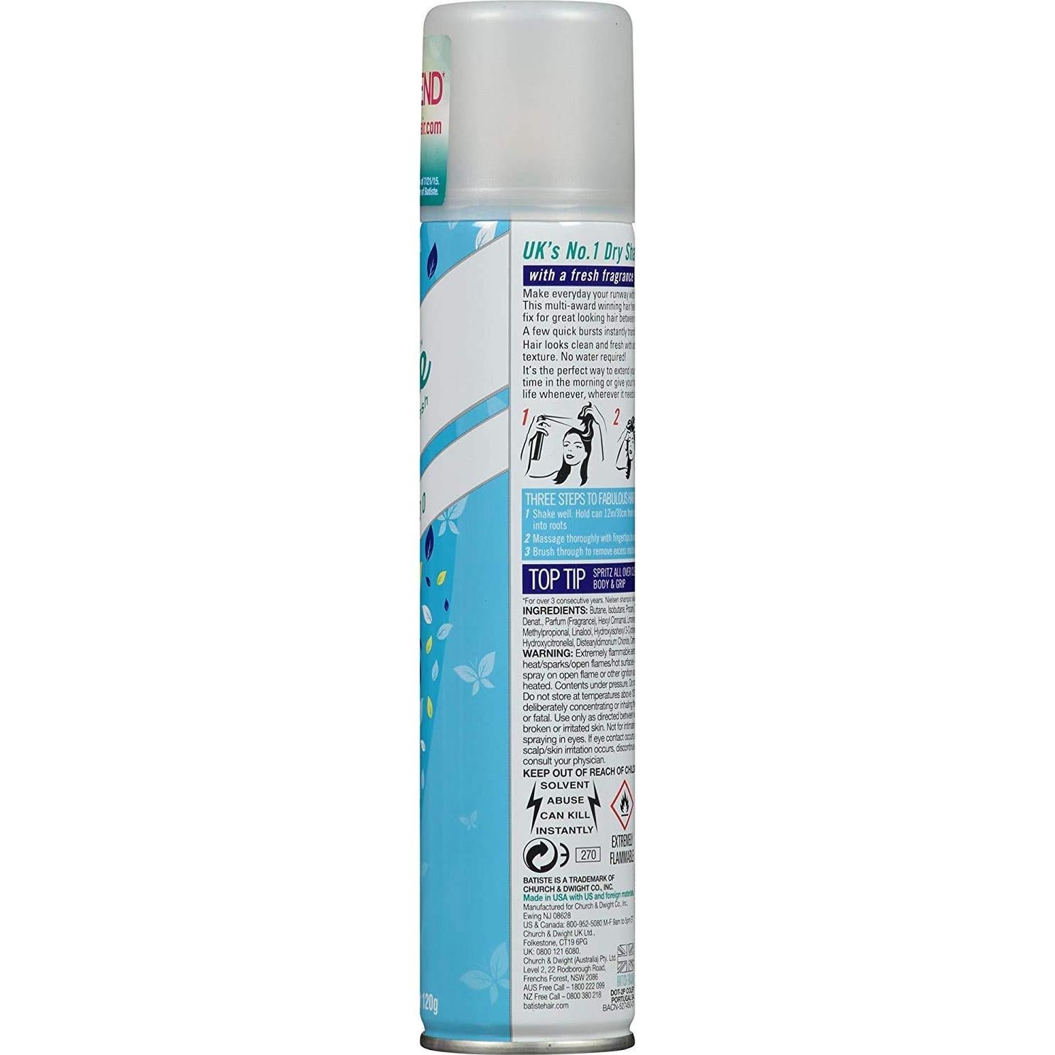 Champú Seco Batiste Fresco 190 ml - Refresco Instantáneo