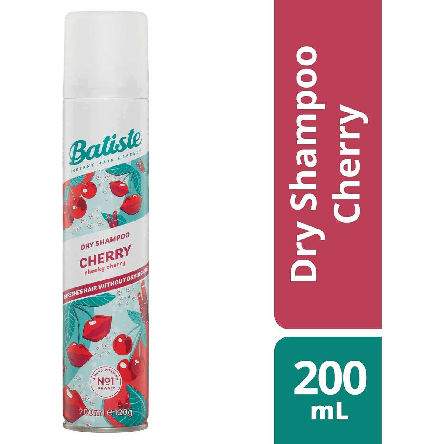Champú Seco Batiste Cereza 198 ml - Sin Agua, Aroma Frutal