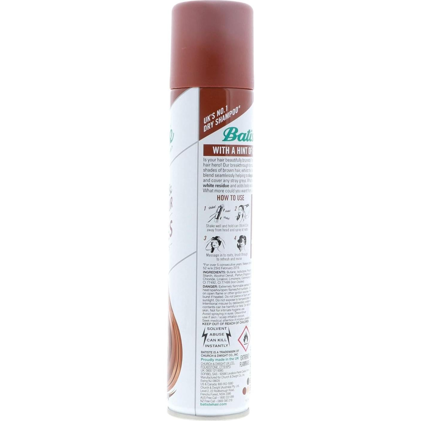 Champú Seco Batiste 198 ml Toque de Color Castaño