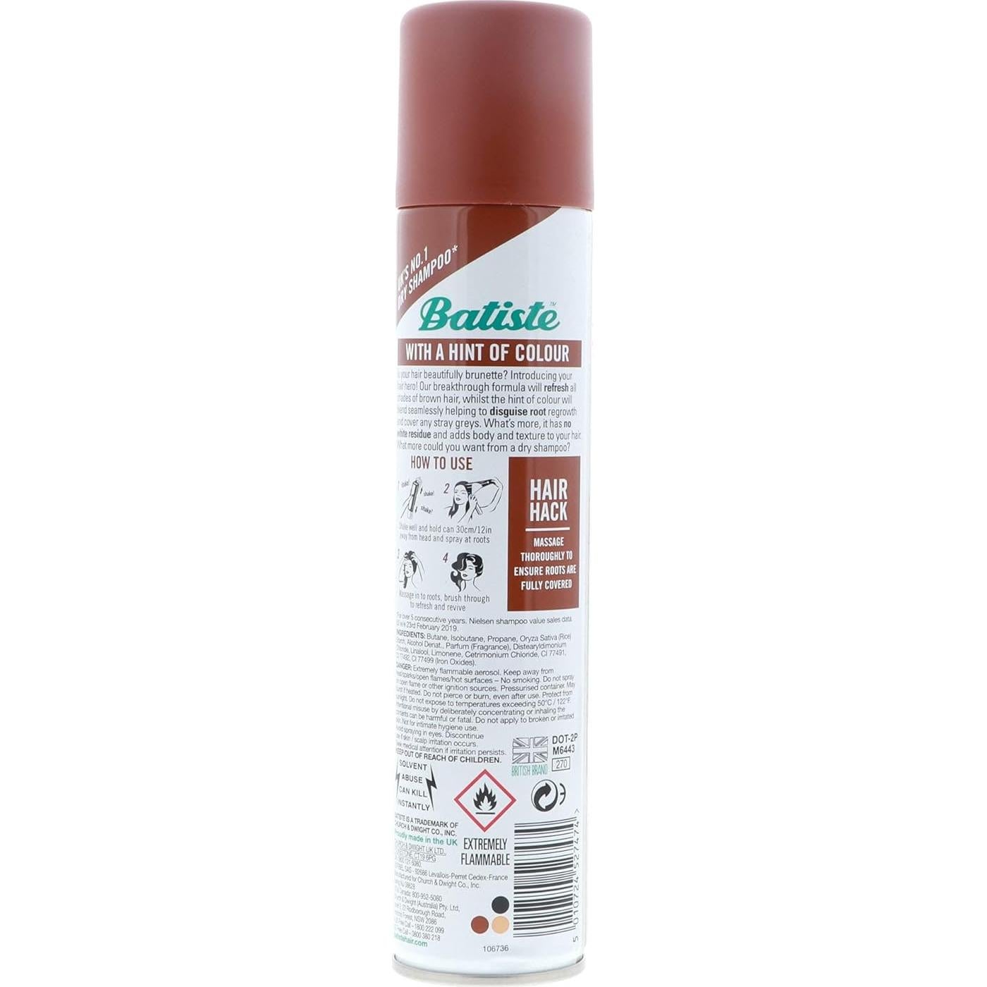 Champú Seco Batiste 198 ml Toque de Color Castaño