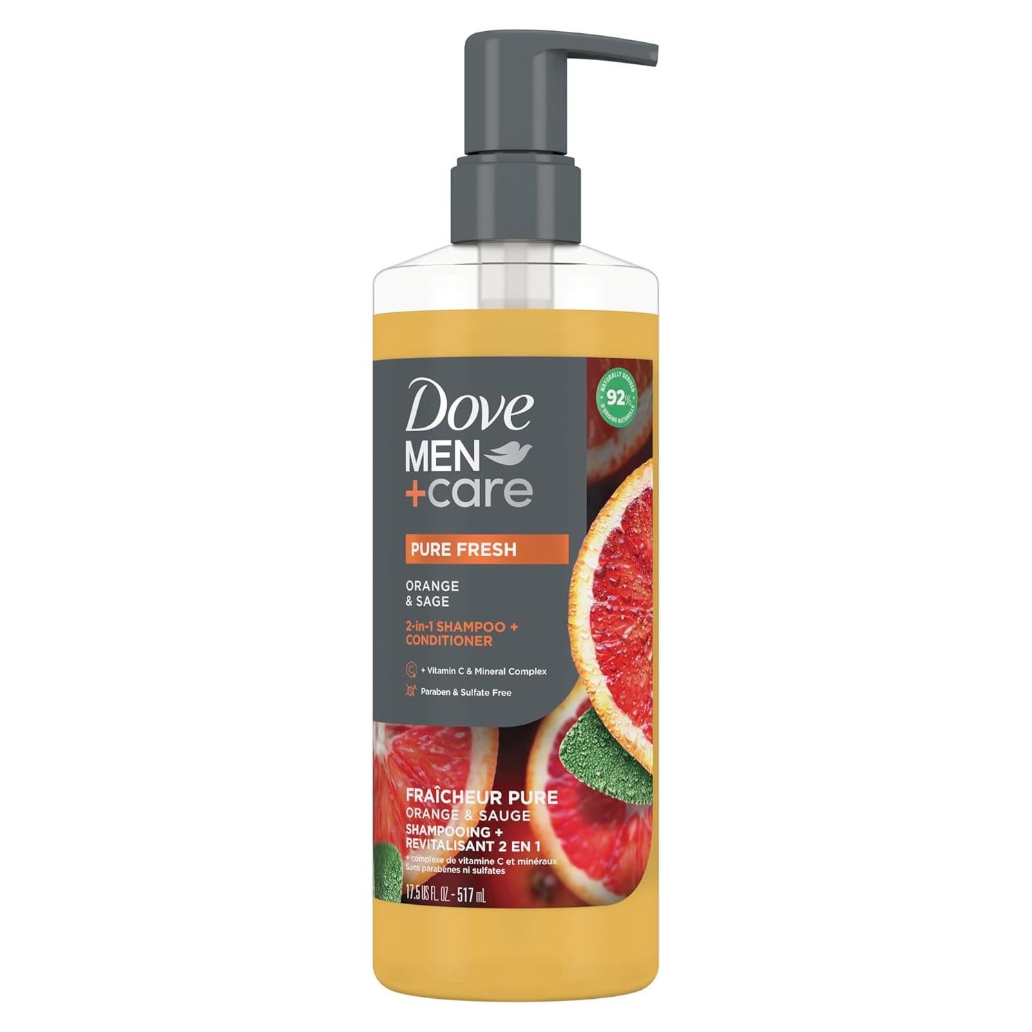 Champú y Acondicionador 2-en-1 Dove Men+Care 500 ml Naranja y Salvia