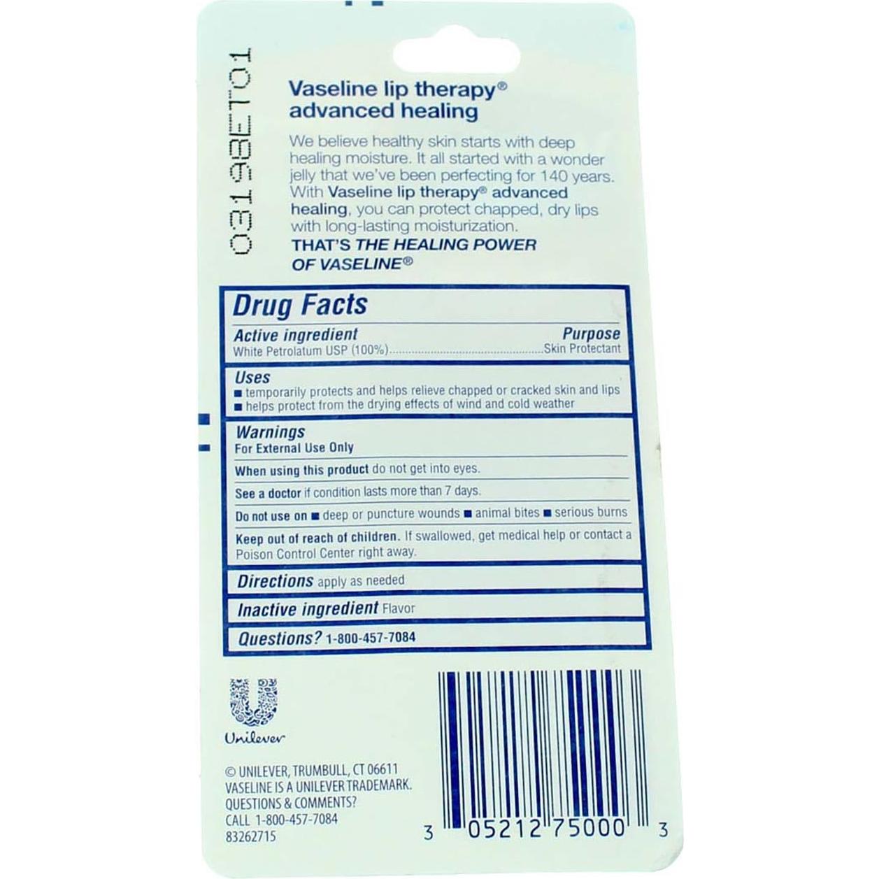 Vaseline Terapia Labial Fórmula Avanzada 4 Unidades 36g