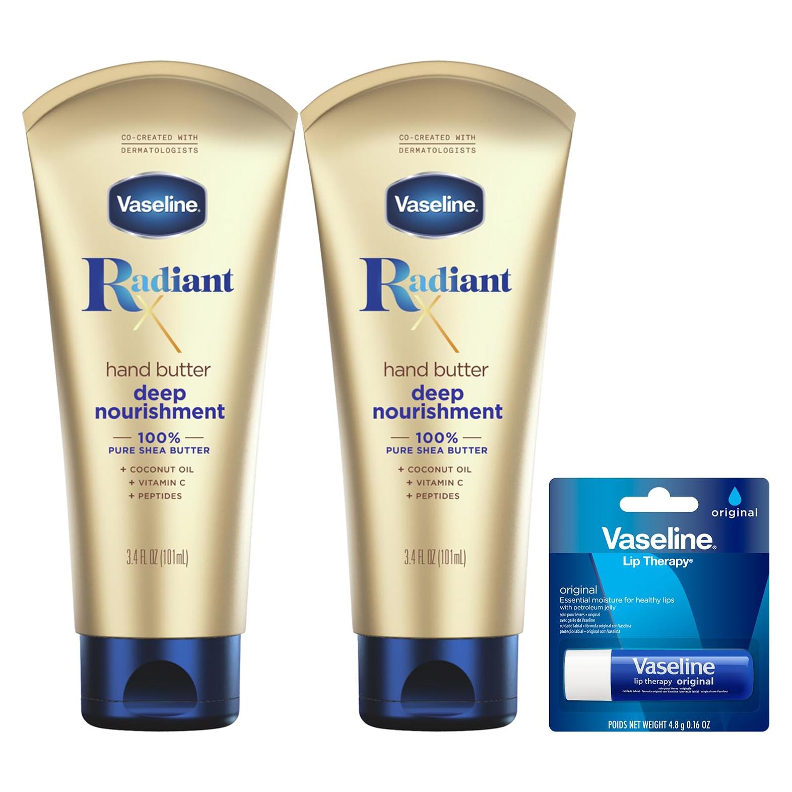 Set de Cuidado de Manos y Labios Vaseline - Mantequilla Radiant X 2-Pack