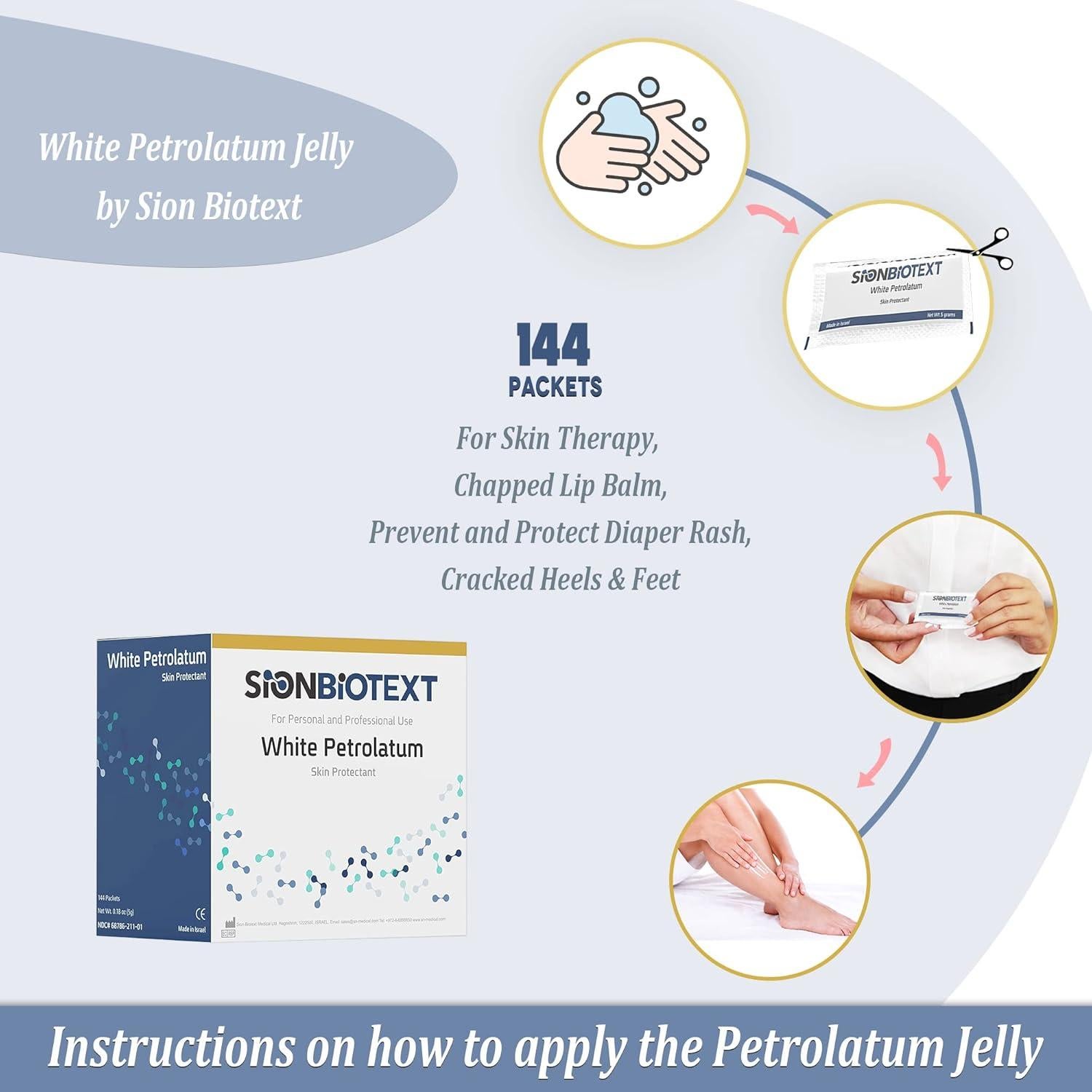 Jalea de Petrolato Blanca Sion Biotext 144 Paquetes 0.5g