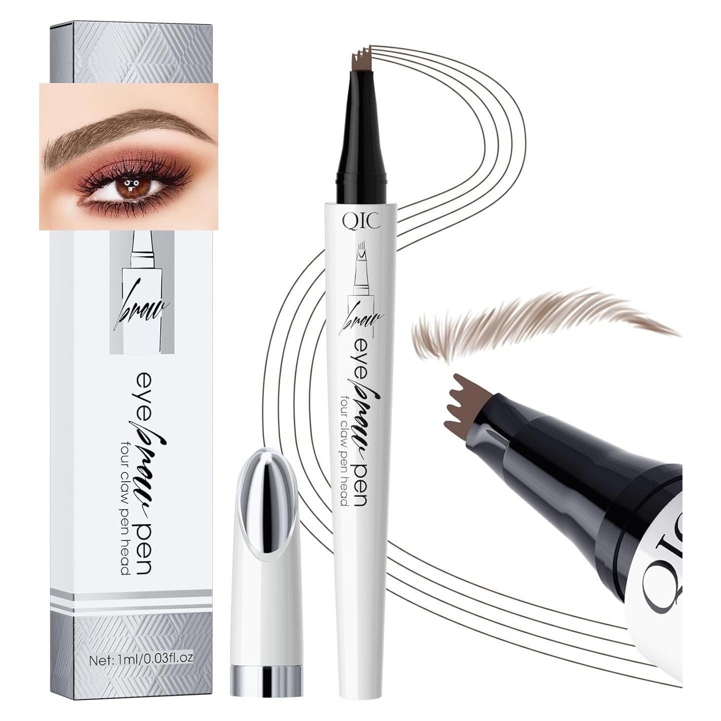 Lápiz de Cejas Impermeable Yulinlon 4 Puntas 2# Café Oscuro