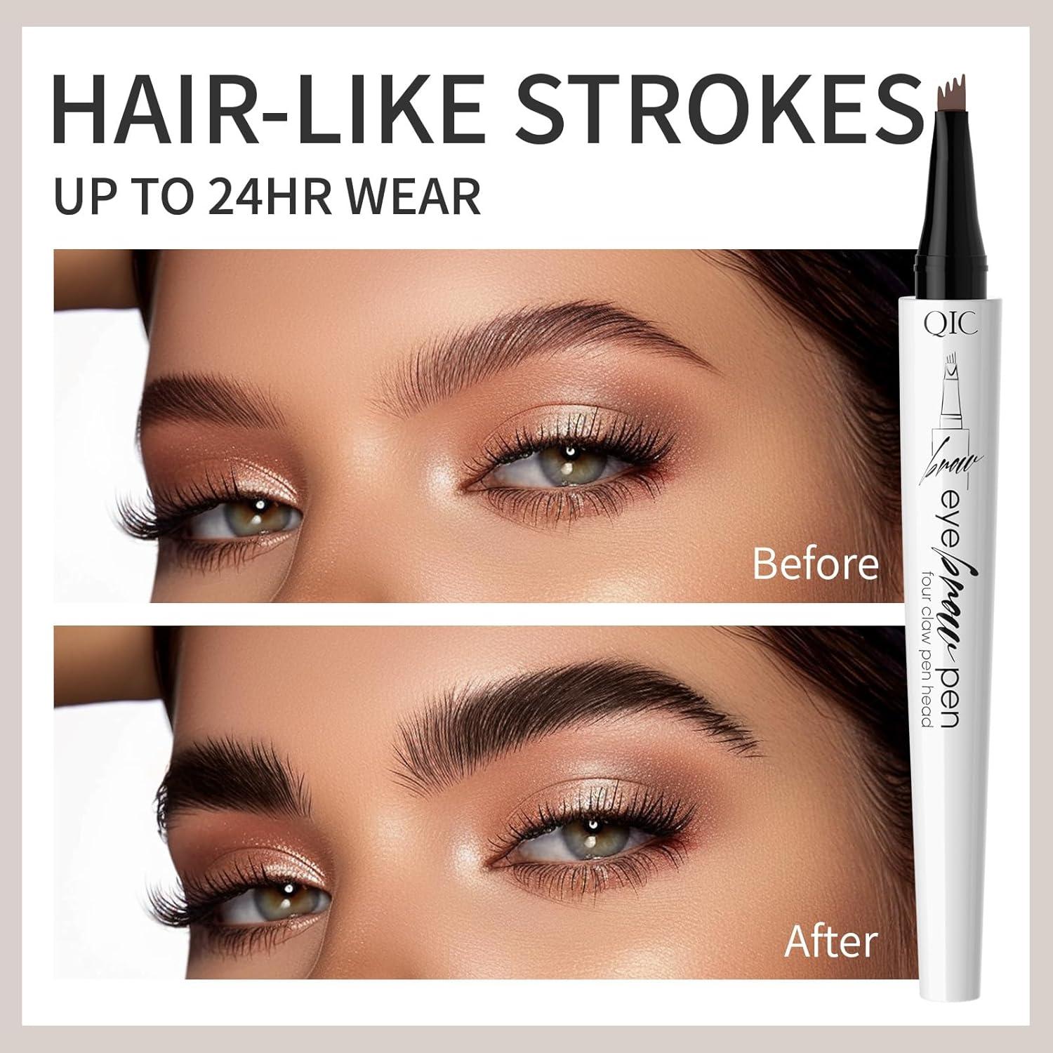 Lápiz de Cejas Impermeable Yulinlon 4 Puntas 2# Café Oscuro