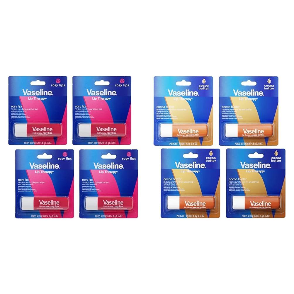 Bálsamo Labial Vaseline Terapia Rosada y Manteca de Cacao - 4x4.5g