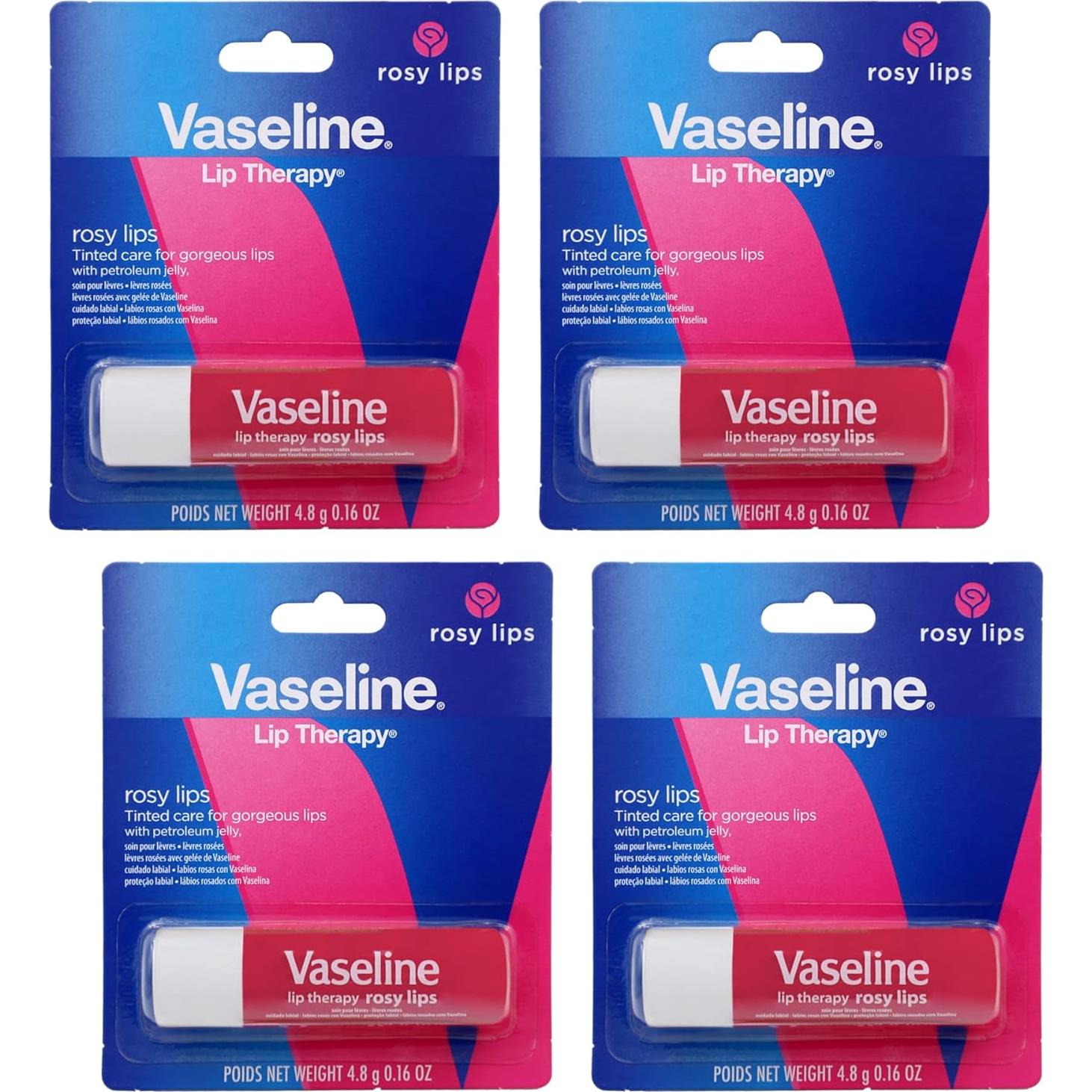 Bálsamo Labial Vaseline Terapia Rosada y Manteca de Cacao - 4x4.5g