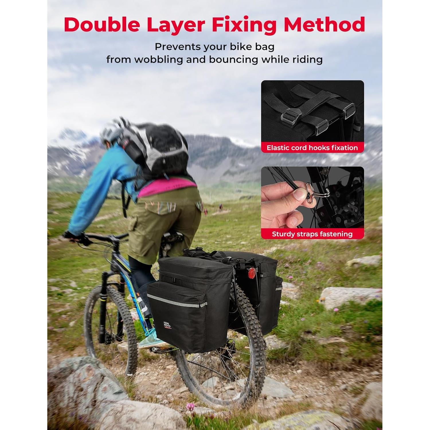 Bolsa Pannier KEMIMOTO 34L Impermeable para Bicicleta