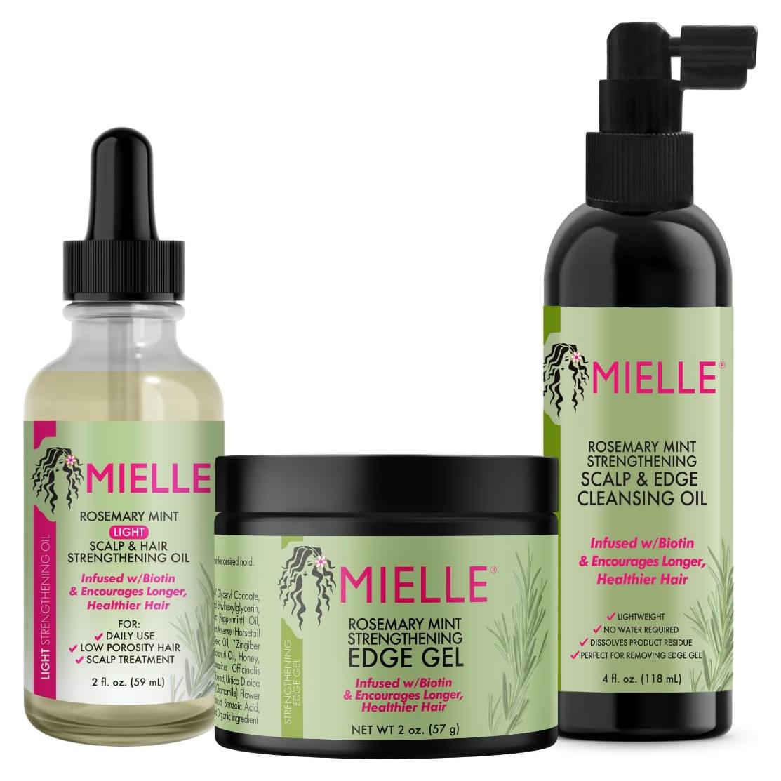 Paquete Mantenimiento Bordes y Cuero Cabelludo Mielle - Gel, Aceite y Mascarilla
