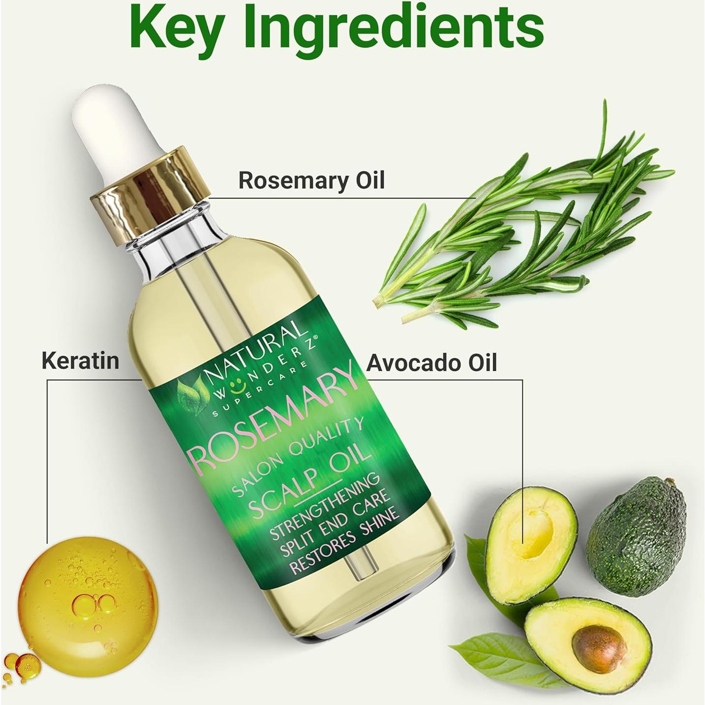 Aceite de Romero Natural Wunderz 118 ml - Crecimiento y Fortalecimiento del Cabello