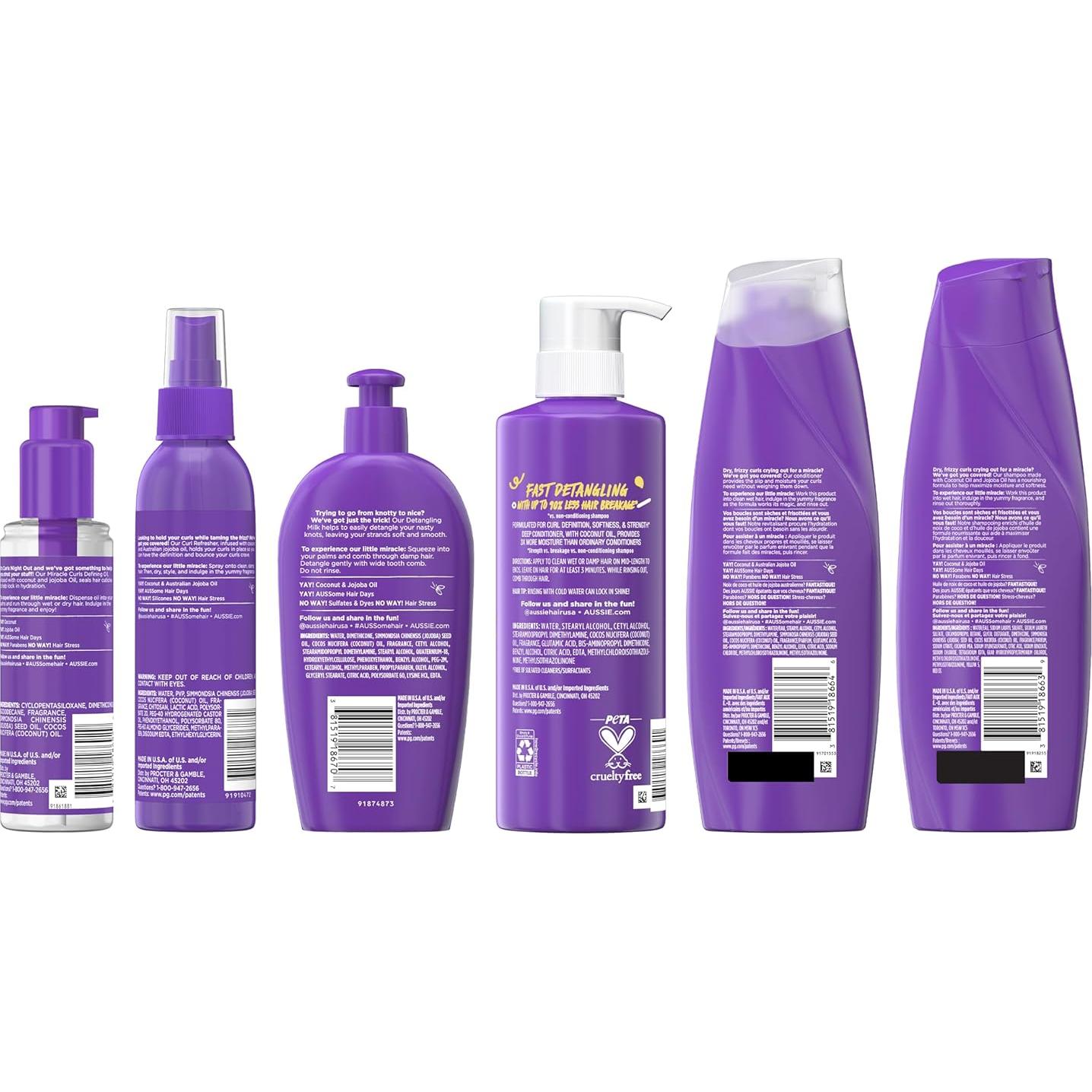 Conjunto Aussie Miracle Curls 6 Piezas - Champú, Acondicionador y Más