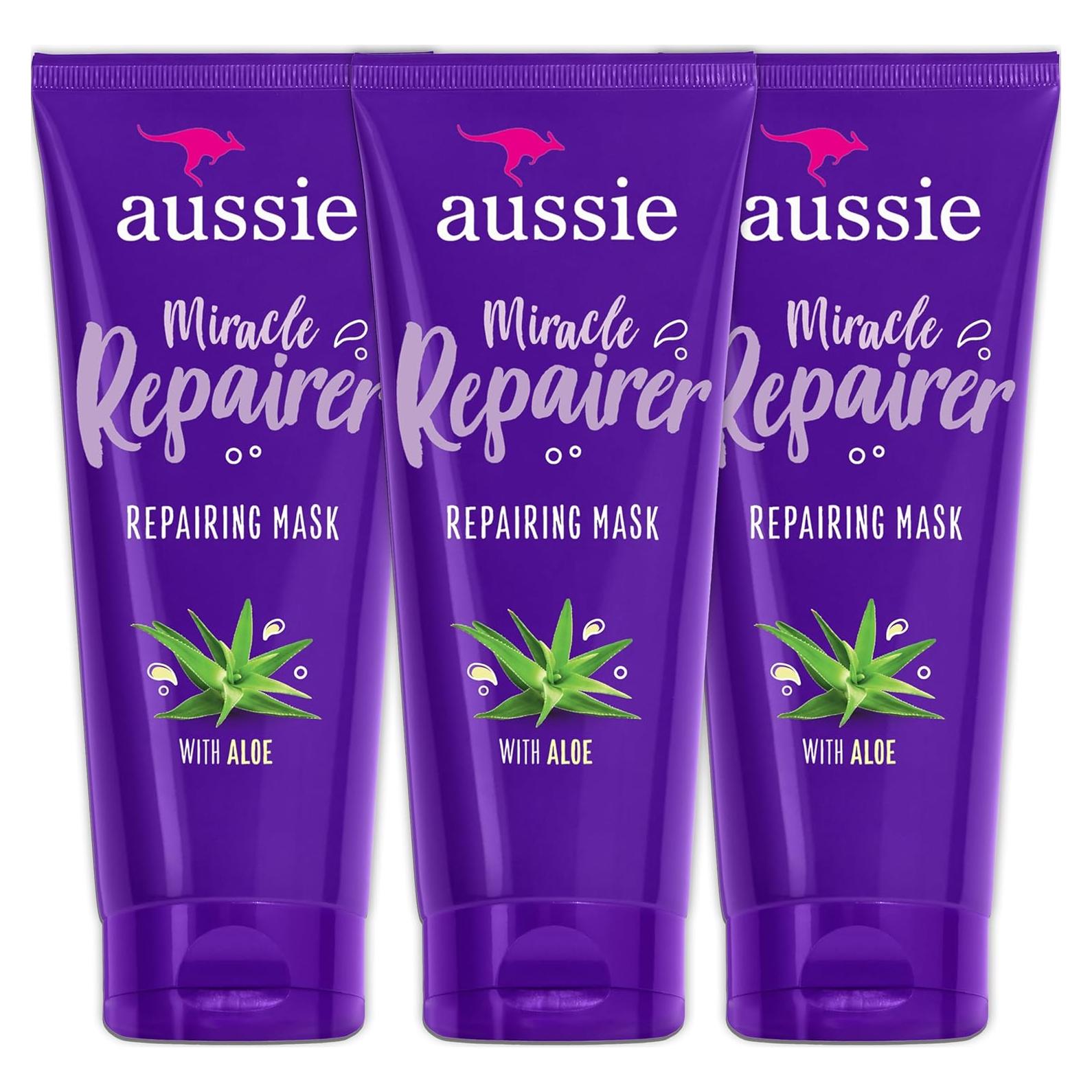 Mascarilla Reparadora Aussie Miracle Repairer con Aloe - 3 Tubos 198.4 ml
