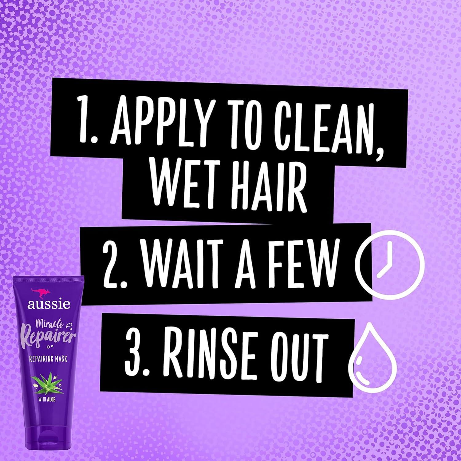 Mascarilla Reparadora Aussie Miracle Repairer con Aloe - 3 Tubos 198.4 ml