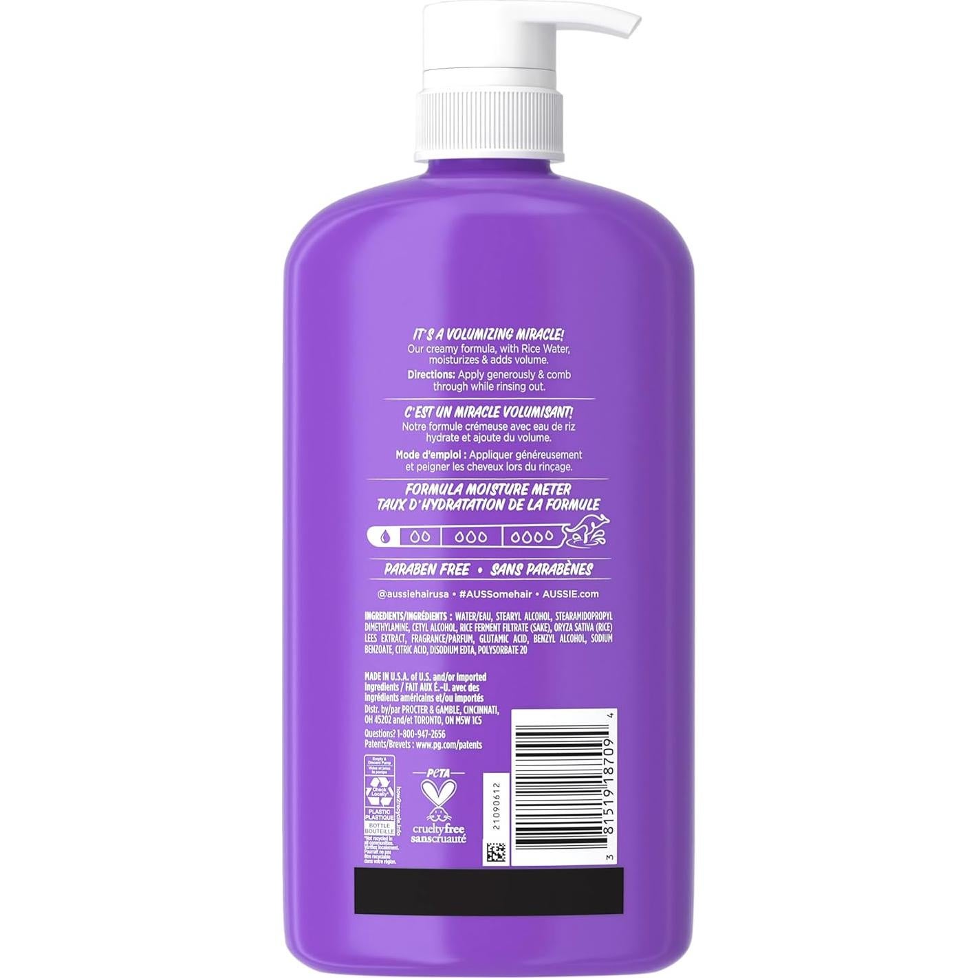 Acondicionador Aussie Miracle Volume 4 x 0.89 L Sin Parabenos