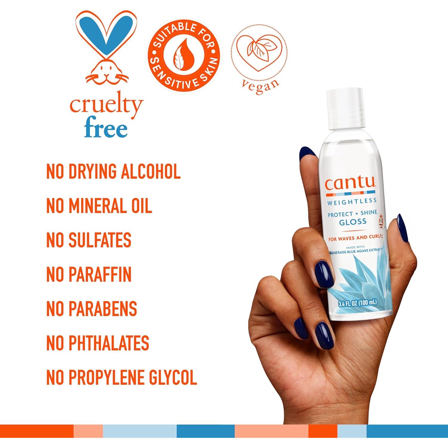 Cantu Weightless Protect + Shine Gloss 100ml - Brillo y Protección UV