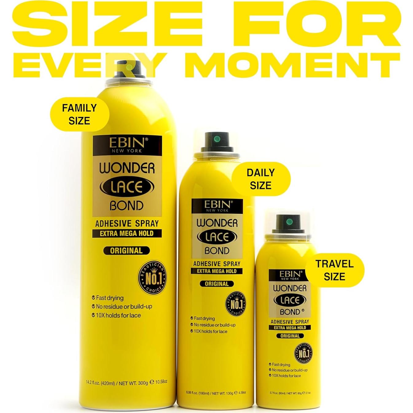 Spray Adhesivo Wonder Lace Bond 80ml - Secado Rápido, Sin Residuo