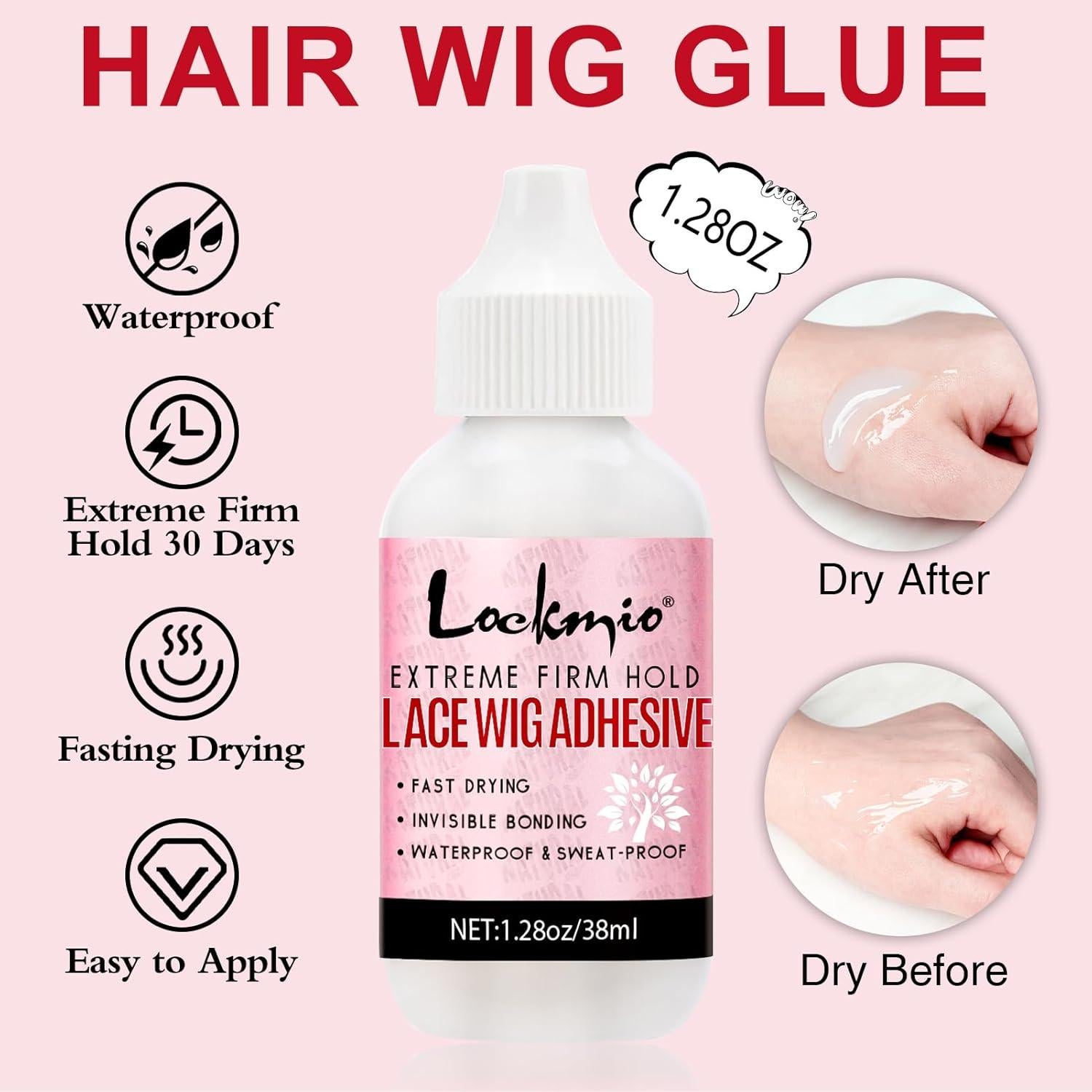 Kit de Peluca 15 Piezas Lockmio - Spray, Cera, Pegamento y Más