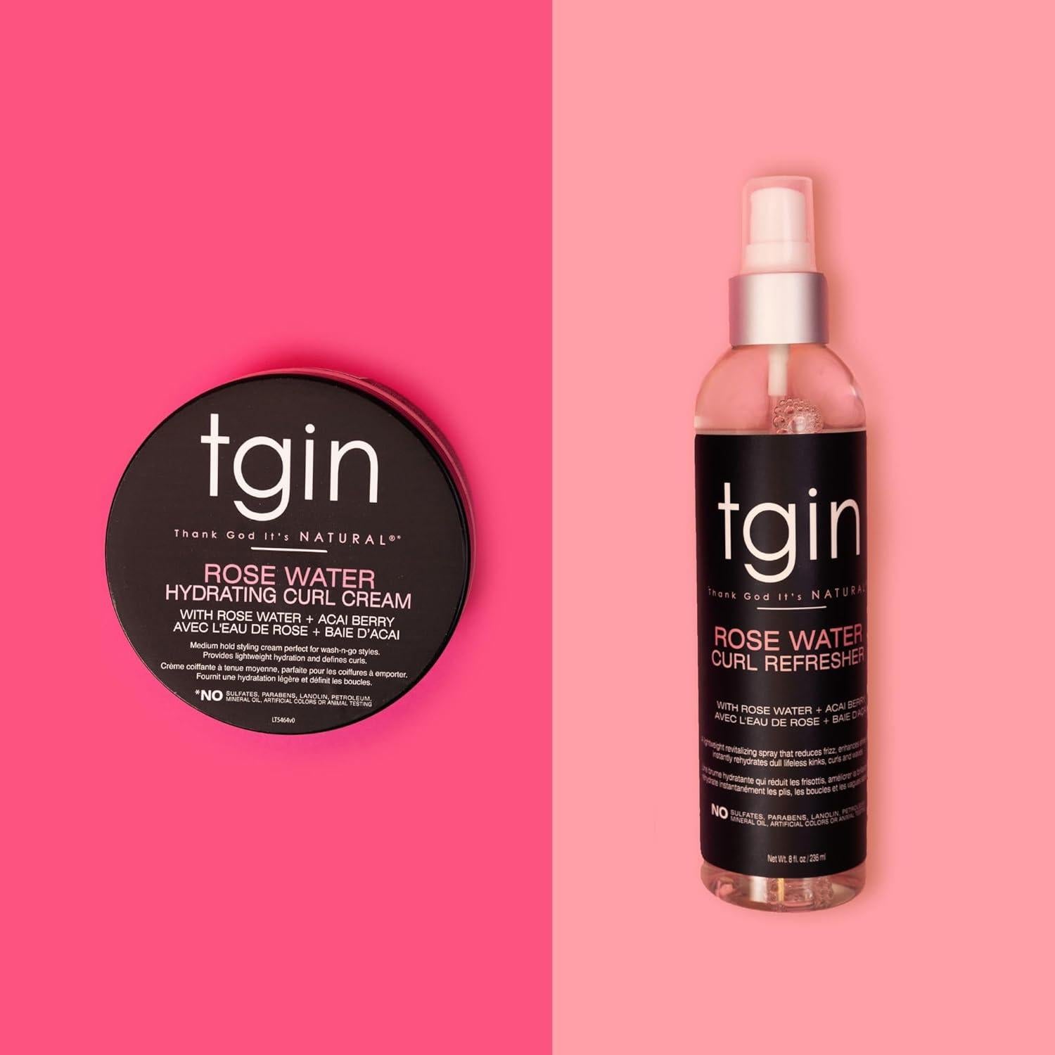 tgin Agua de Rosa Refrescante 236.6 ml para Cabello Rizado