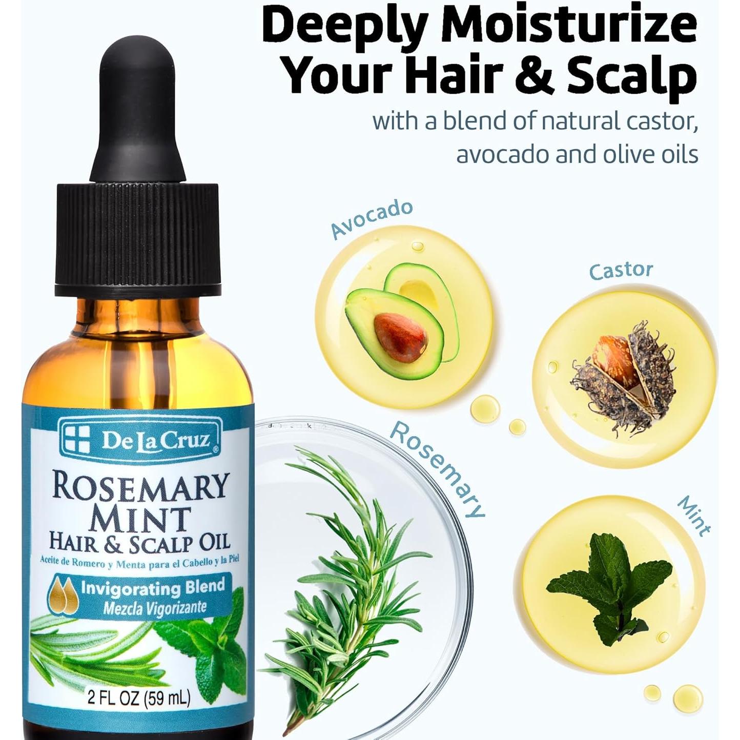 Aceite de Romero y Menta De La Cruz 2oz + 8oz Hidratante