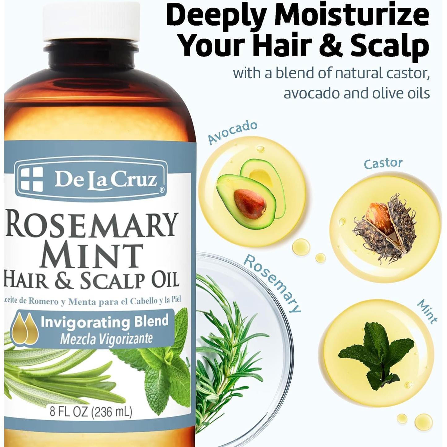 Aceite de Romero y Menta De La Cruz 2oz + 8oz Hidratante