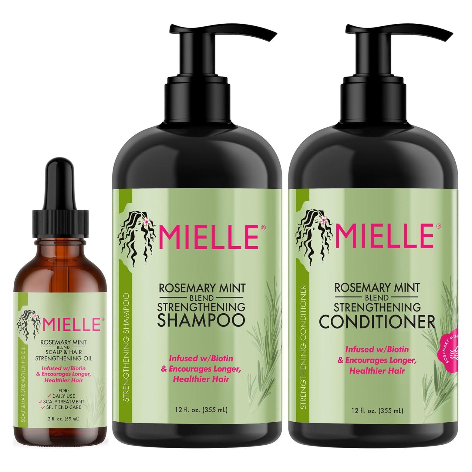 Paquete Fortalecedor de Cabello Mielle Organics - Aceite, Champú y Acondicionador