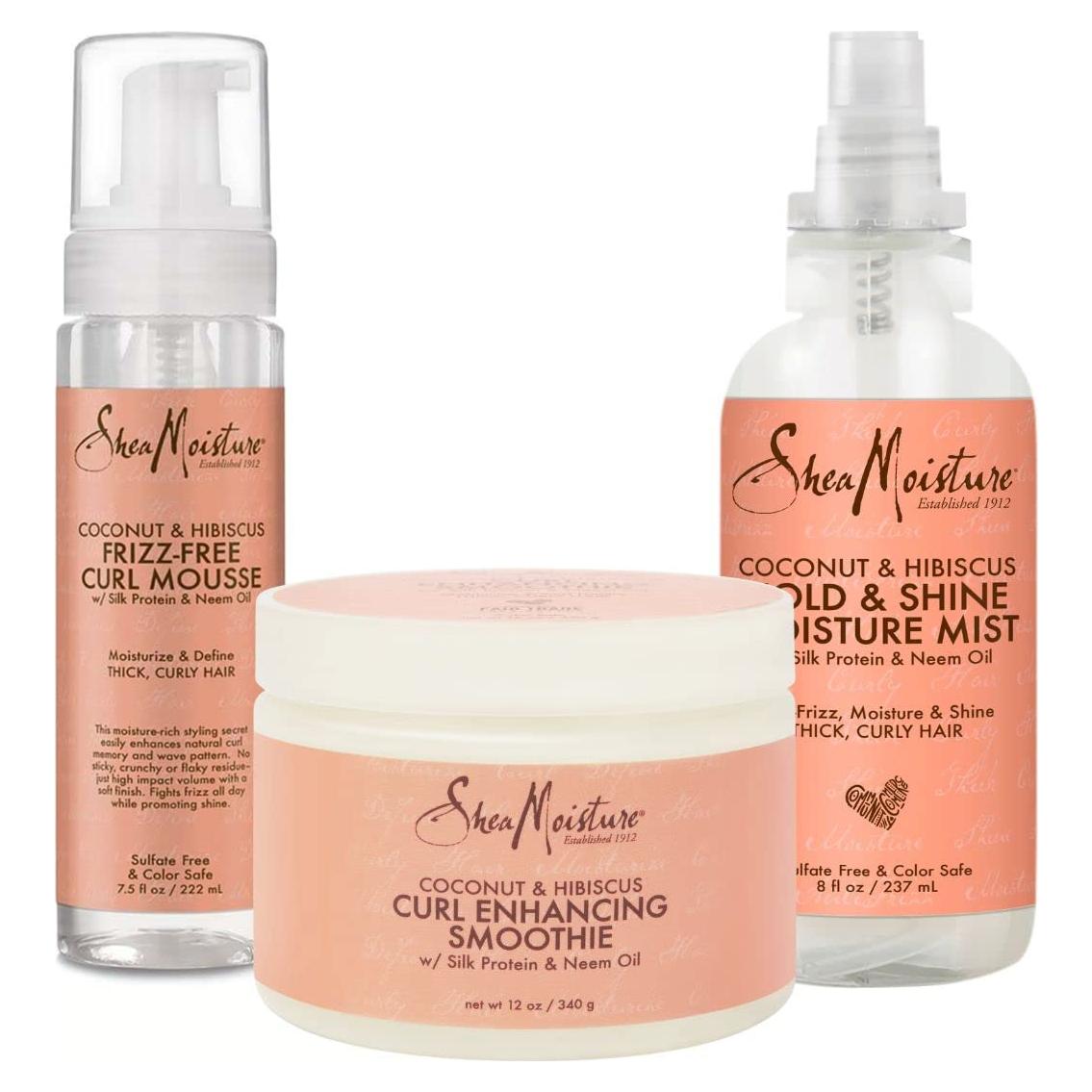 Paquete de Cuidado para Cabello Rizado SheaMoisture - Mousse, Smoothie y Mist