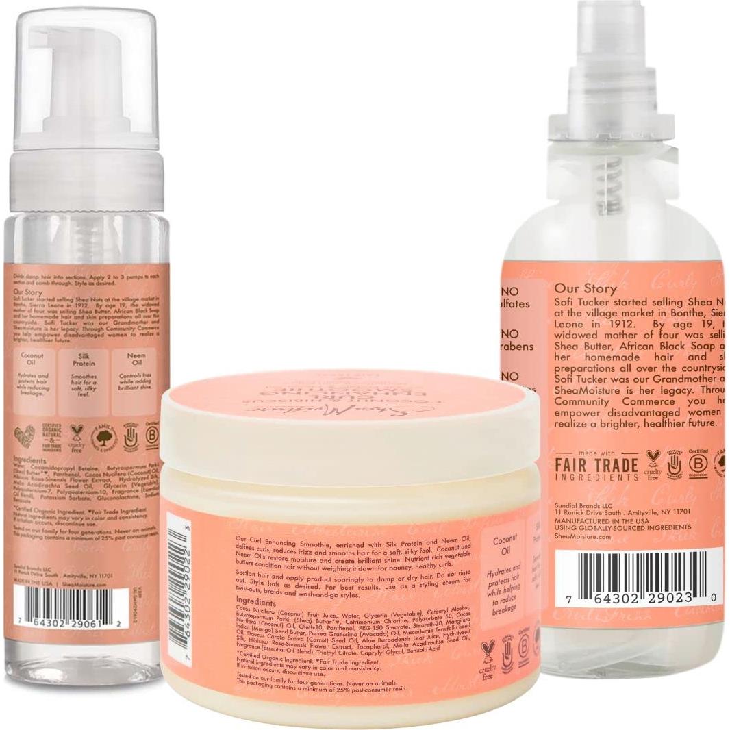 Paquete de Cuidado para Cabello Rizado SheaMoisture - Mousse, Smoothie y Mist