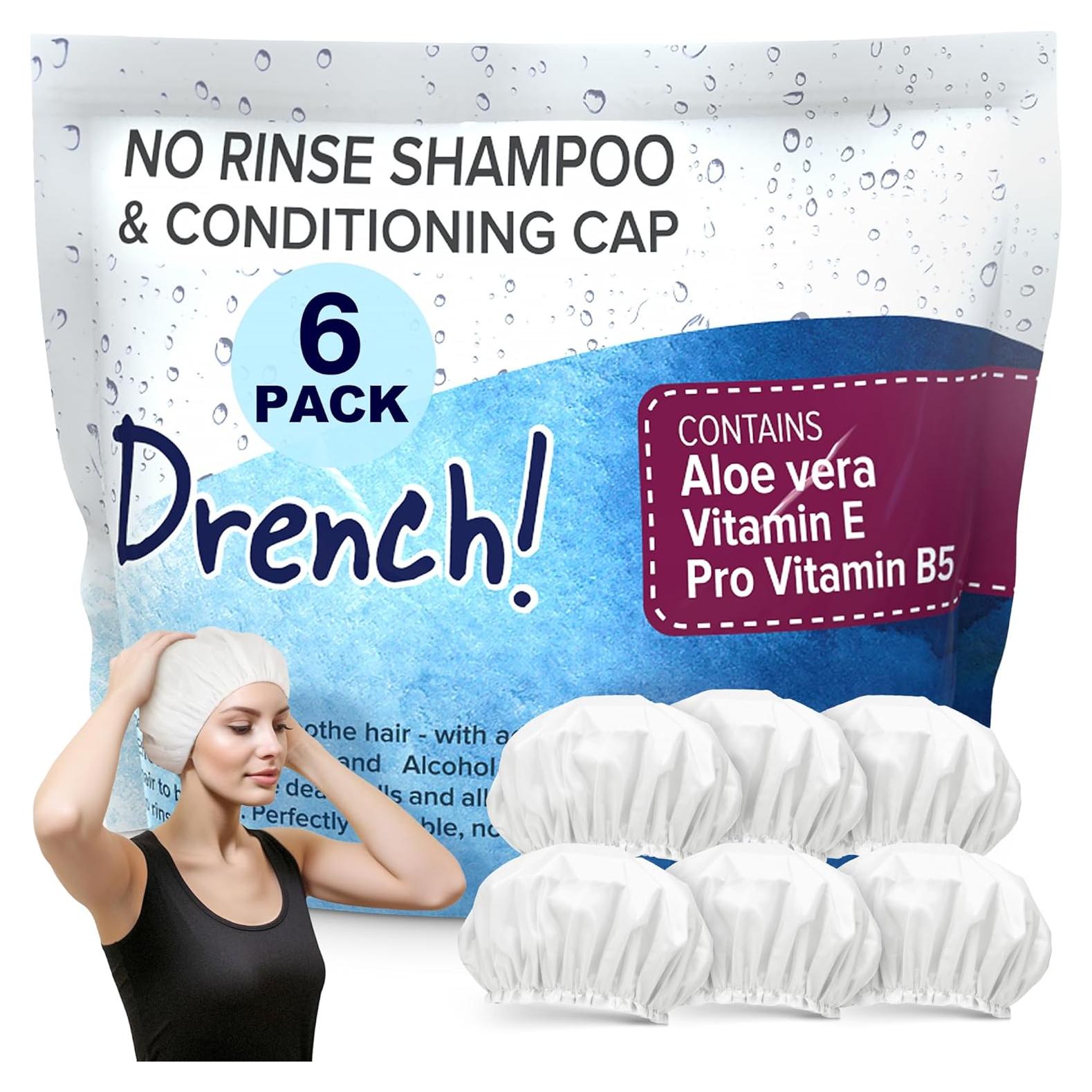 Gorros de Champú Drench Sin Enjuague - 6 Cuentas con Aloe Vera