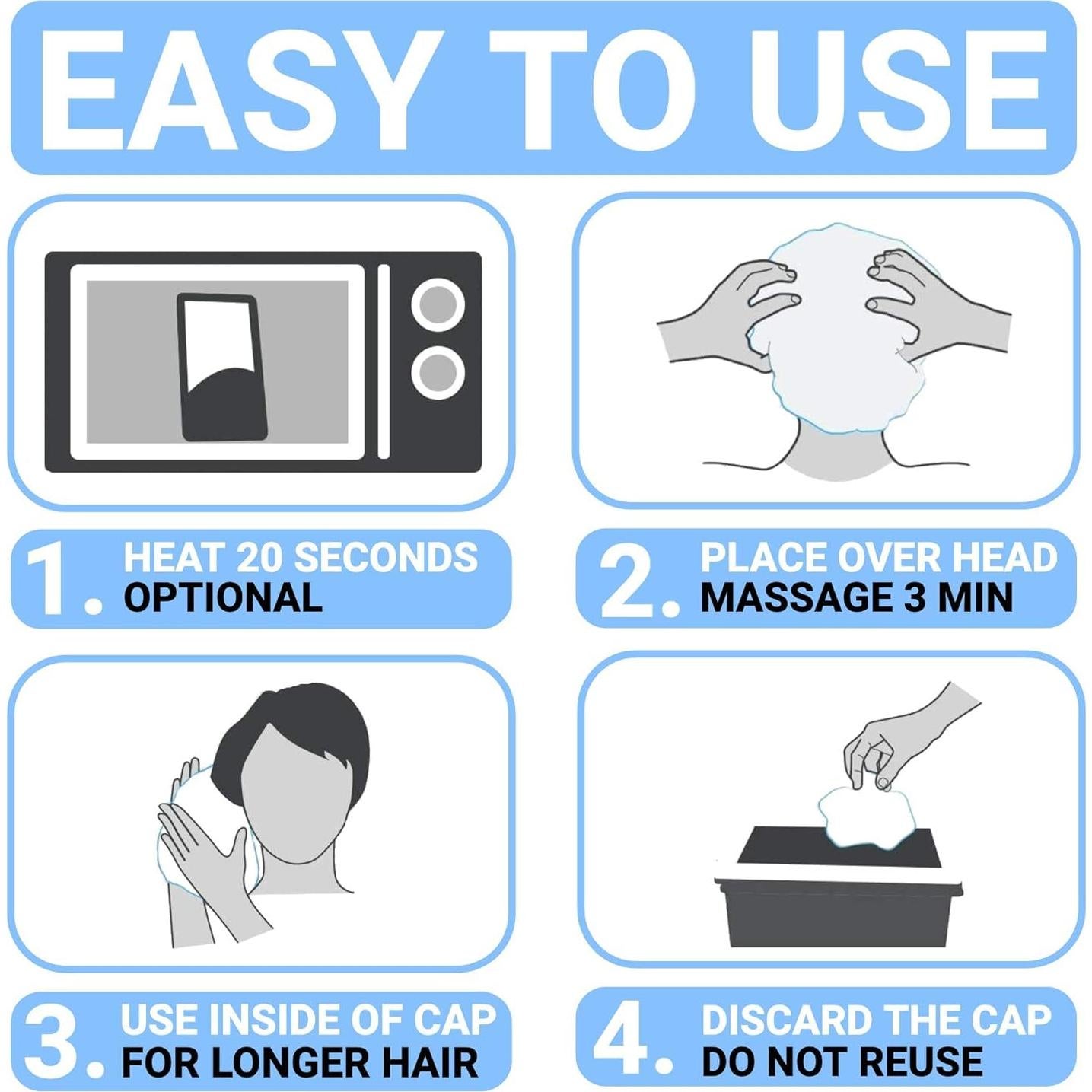 Gorros de Champú Drench Sin Enjuague - 6 Cuentas con Aloe Vera