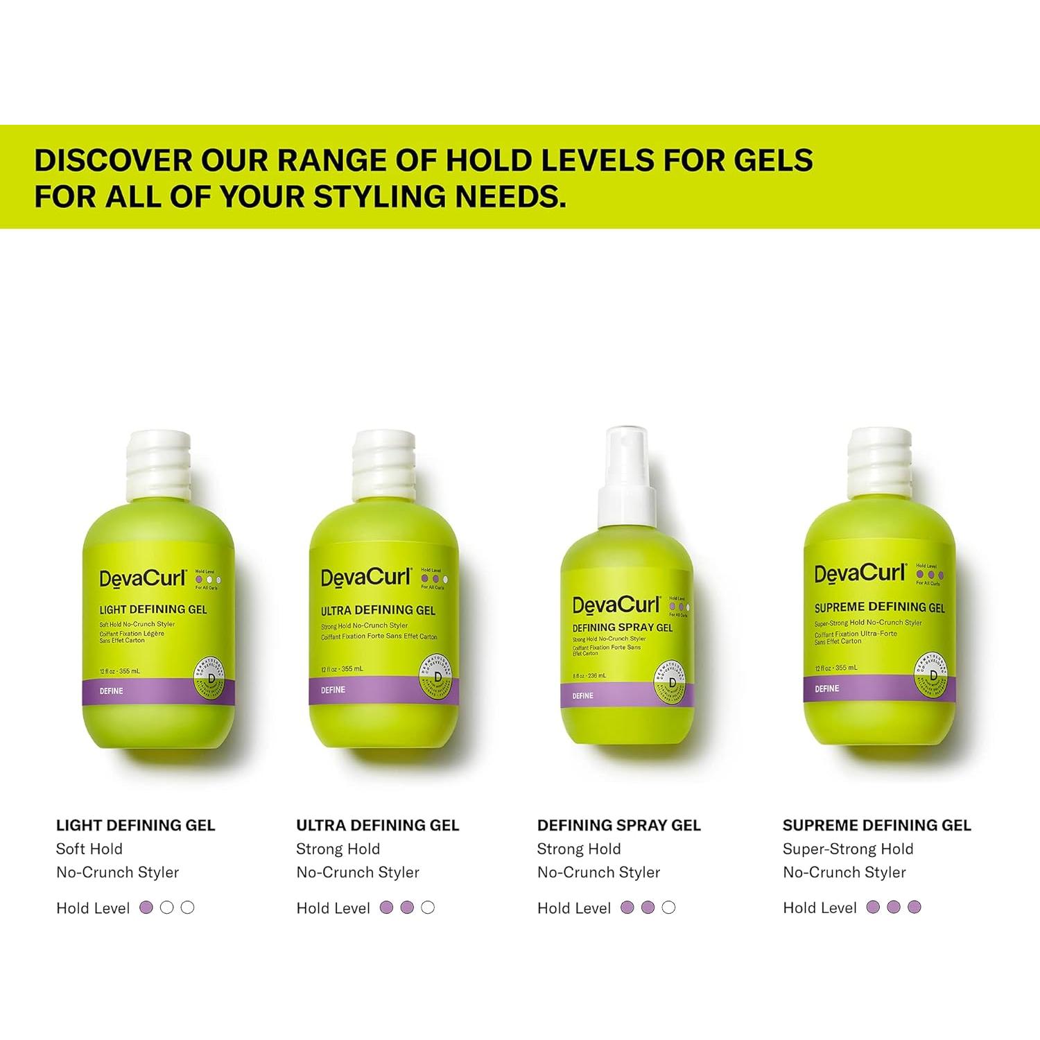 Gel Ultra Definidor DevaCurl 355 ml Fijación Fuerte Sin Crujido