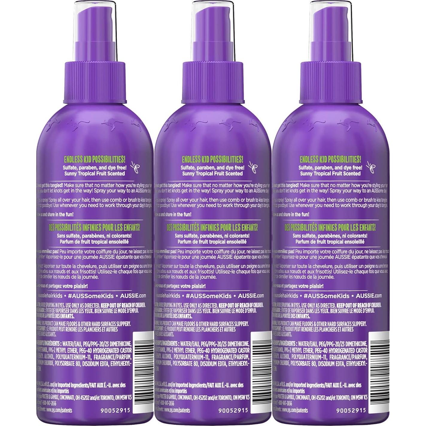 Spray Desenredante Hidratante Aussie Kids 236.6 ml - Paquete de 3