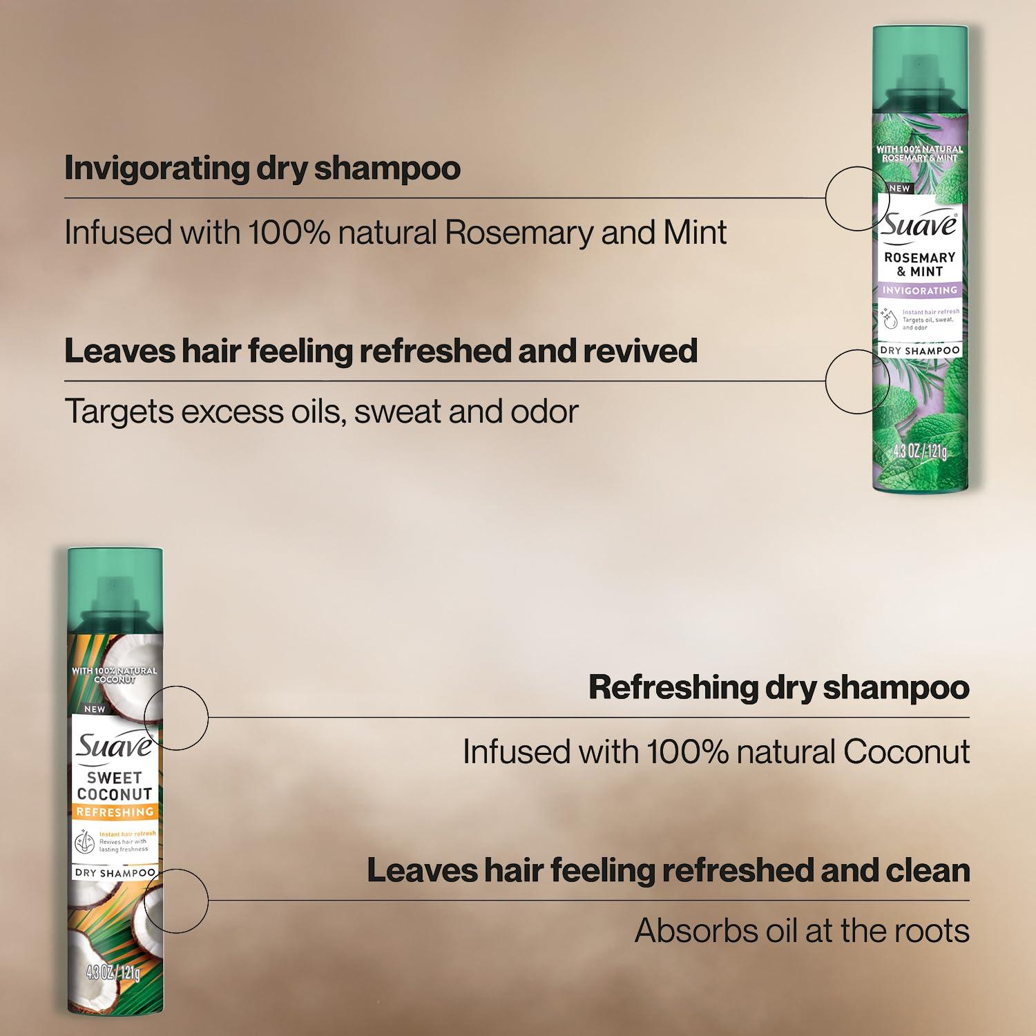 Champú Seco Suave 2-Pack - Romero y Menta, Coco Dulce 121g