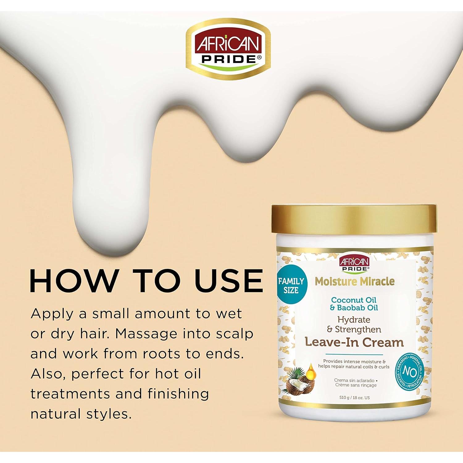 Crema sin enjuague African Pride Moisture Miracle 510g Coco
