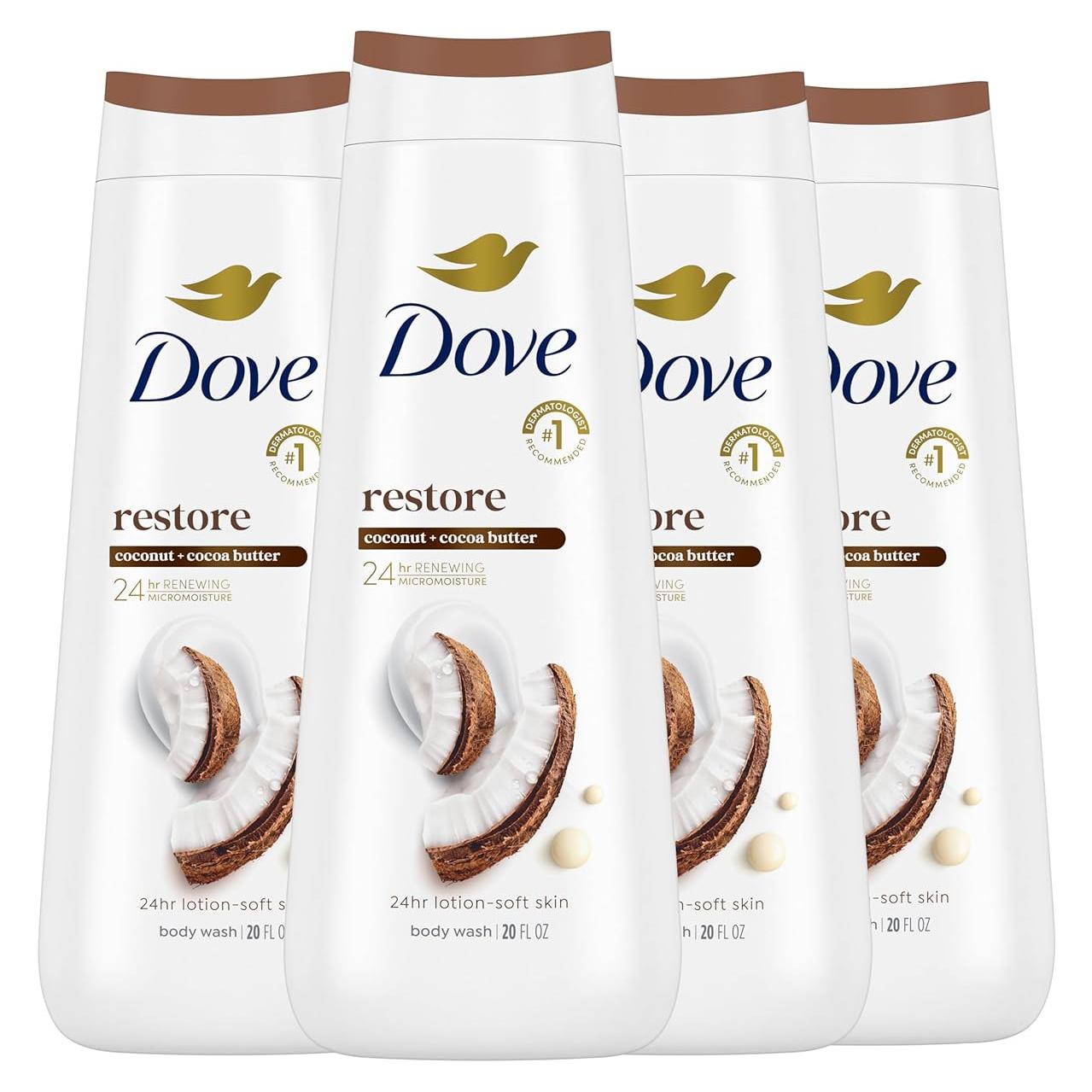 Gel de Baño Dove Restaurador Coco y Manteca de Cacao 591ml x4