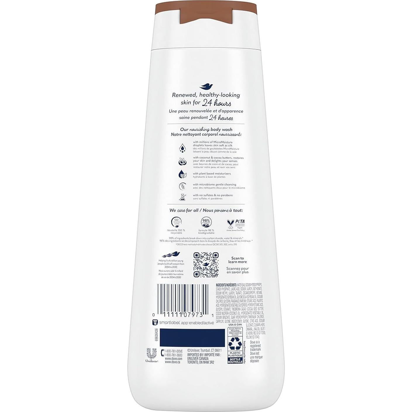 Gel de Baño Dove Restaurador Coco y Manteca de Cacao 591ml x4