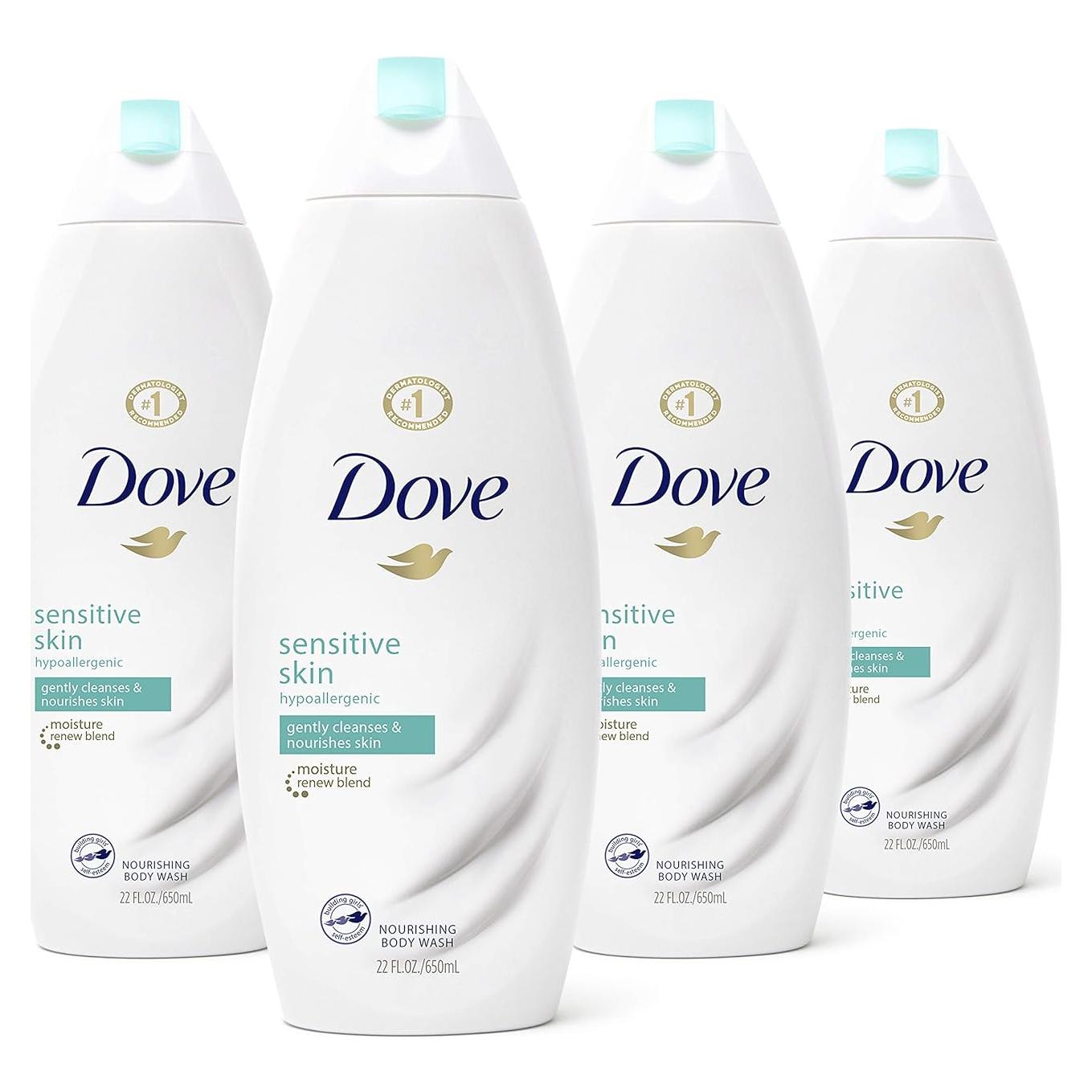 Jabón Corporal Dove Hipoalergénico 4 Pack 22 Oz Piel Sensible