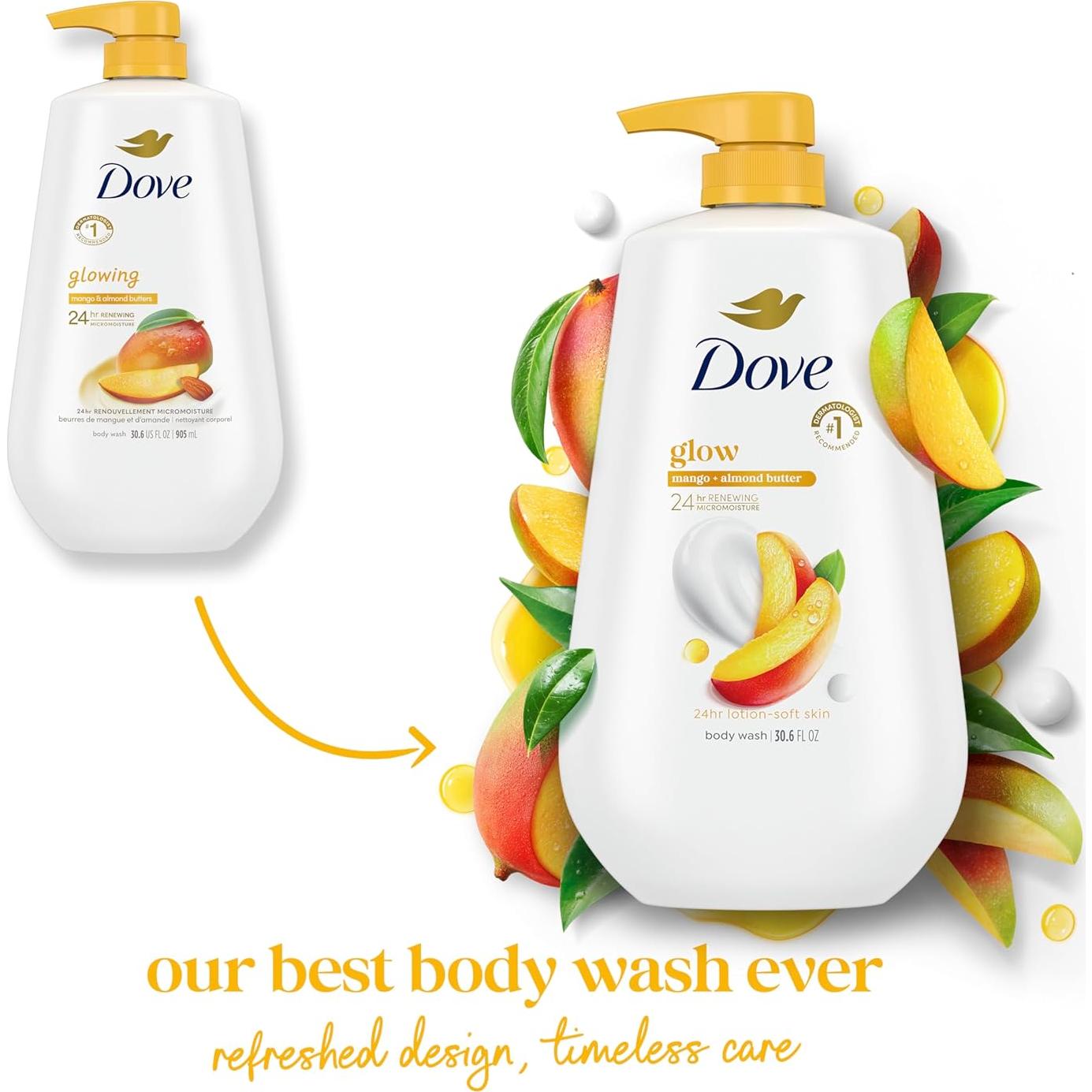 Gel de Baño Dove 3 Pack 0.87 L Mango y Mantequilla de Almendra
