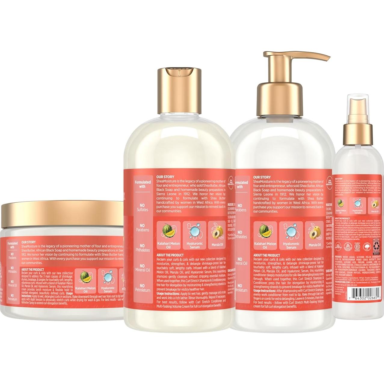 Paquete de Cuidado para Rizos SheaMoisture - Champú, Acondicionador, Crema y Spray