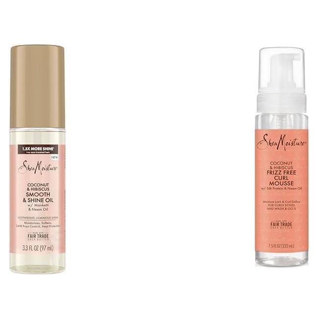 Paquete SheaMoisture Aceite Brillante Coco Hibisco 93.5ml + Mousse 212.6ml