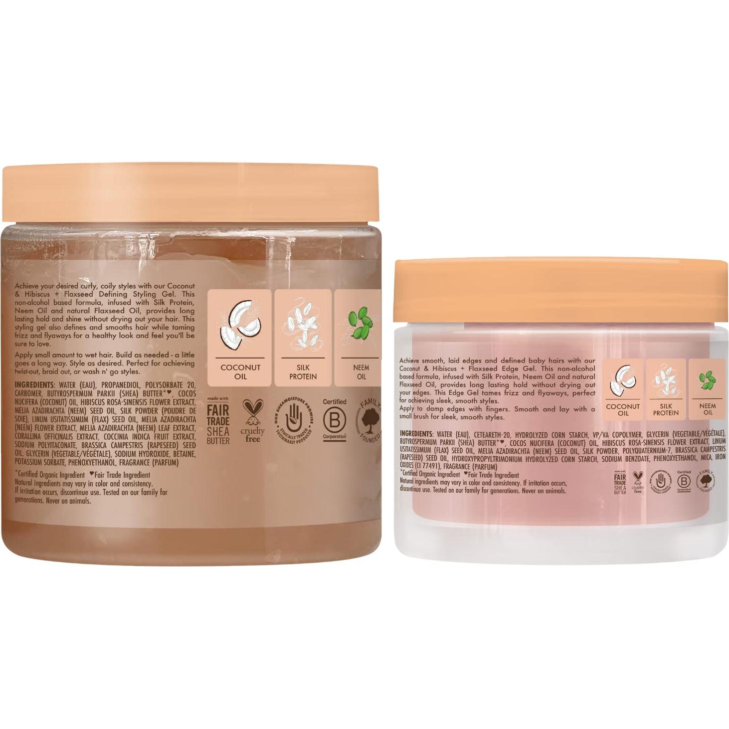 Gel de Estilo para Cabello Rizado SheaMoisture 425 g + Control de Bordes 99 g